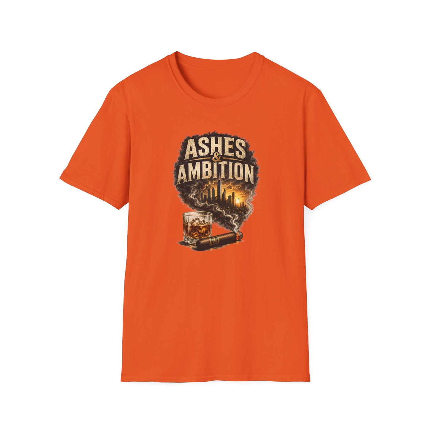 Ashes & Ambition Cigar T-Shirt – Whiskey, Success & Hustle Lifestyle Tee
