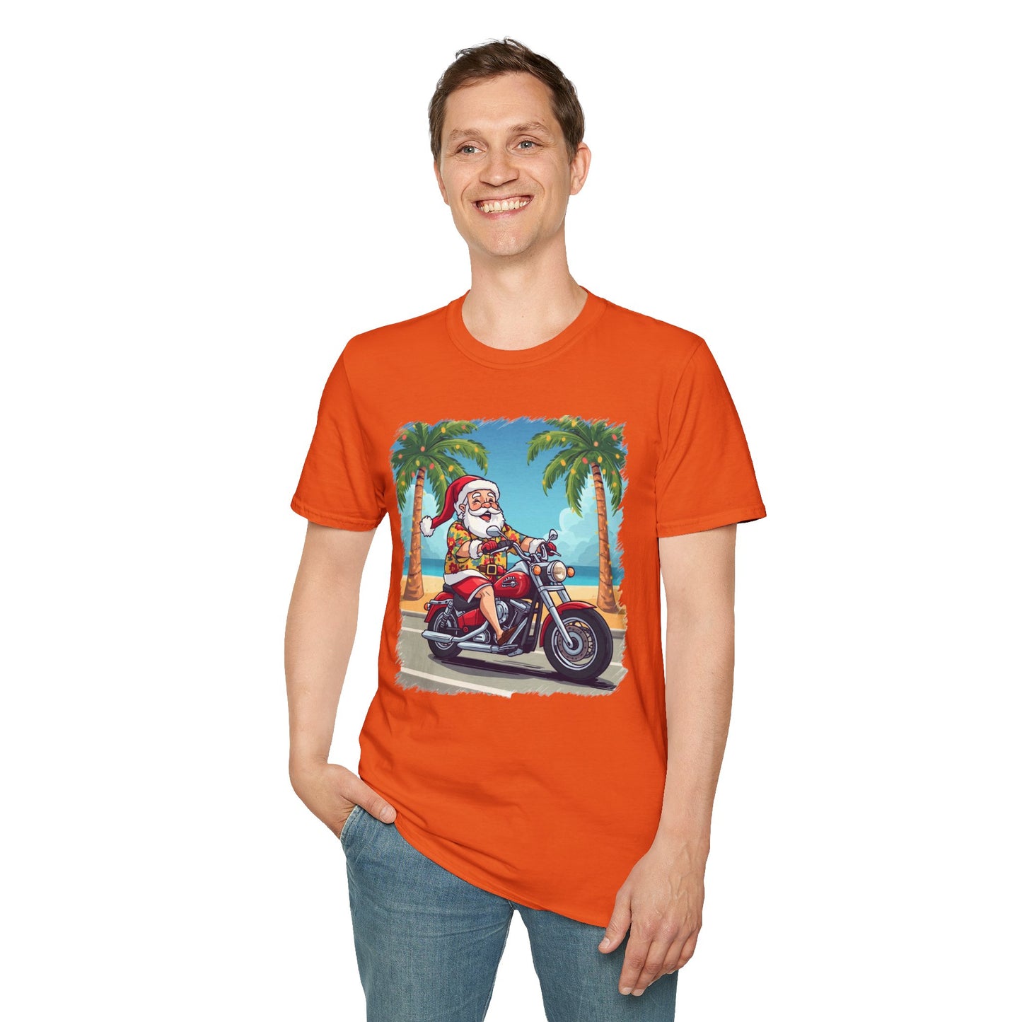 Tropical Santa riding a motorcycle shirt, Family Christmas Shirts, Christmas T Shirt, Holiday Shirt, Cute Xmas Shirt for the family, Holiday Gift