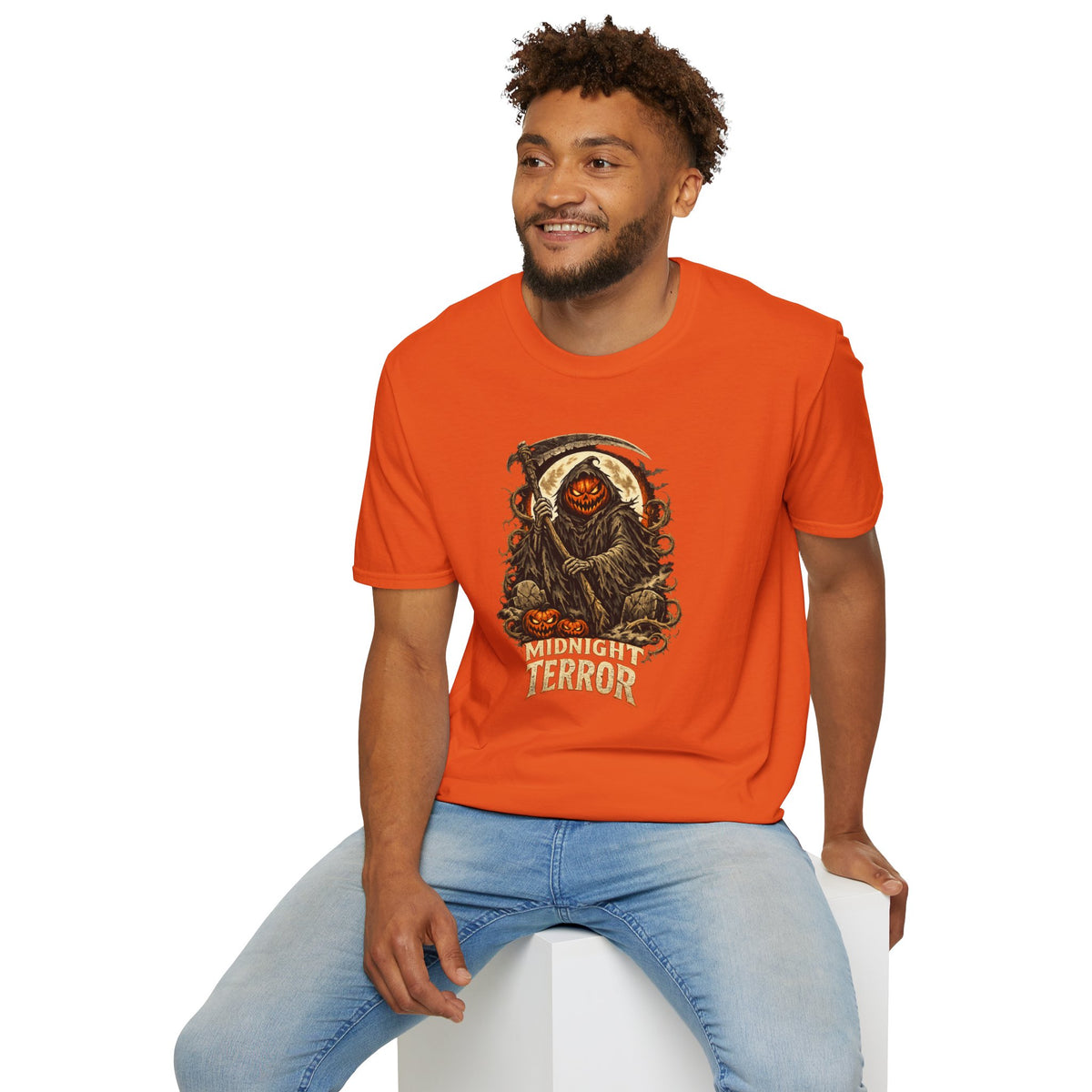 Halloween Horror Shirt, Midnight Terror T-Shirt, Pumpkin Reaper Tee, Scary Spooky Season Shirt, Haunted Halloween Gift