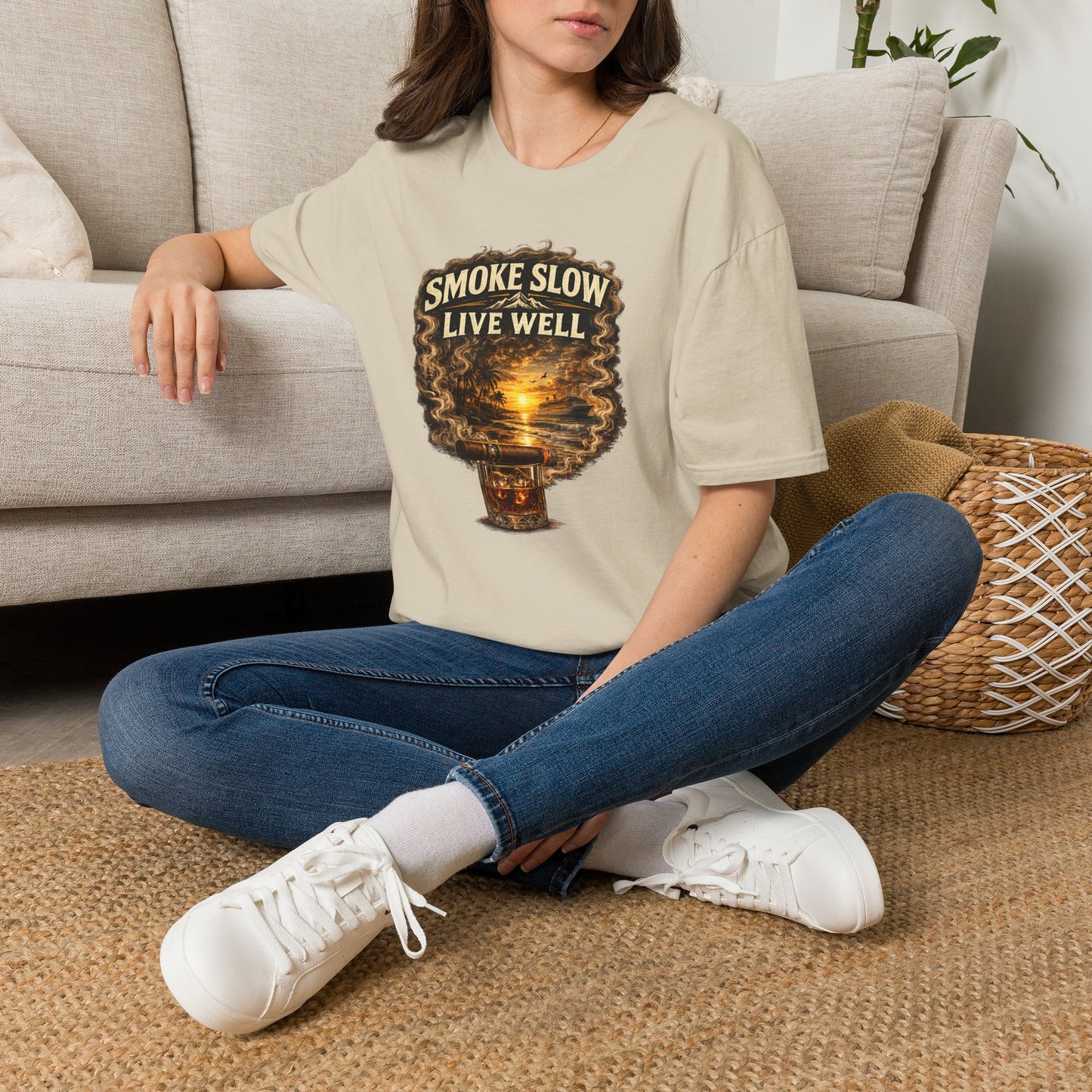 Smoke Slow Live Well Yacht T-Shirt – Cigar, Whiskey & Coastal Luxury Tee