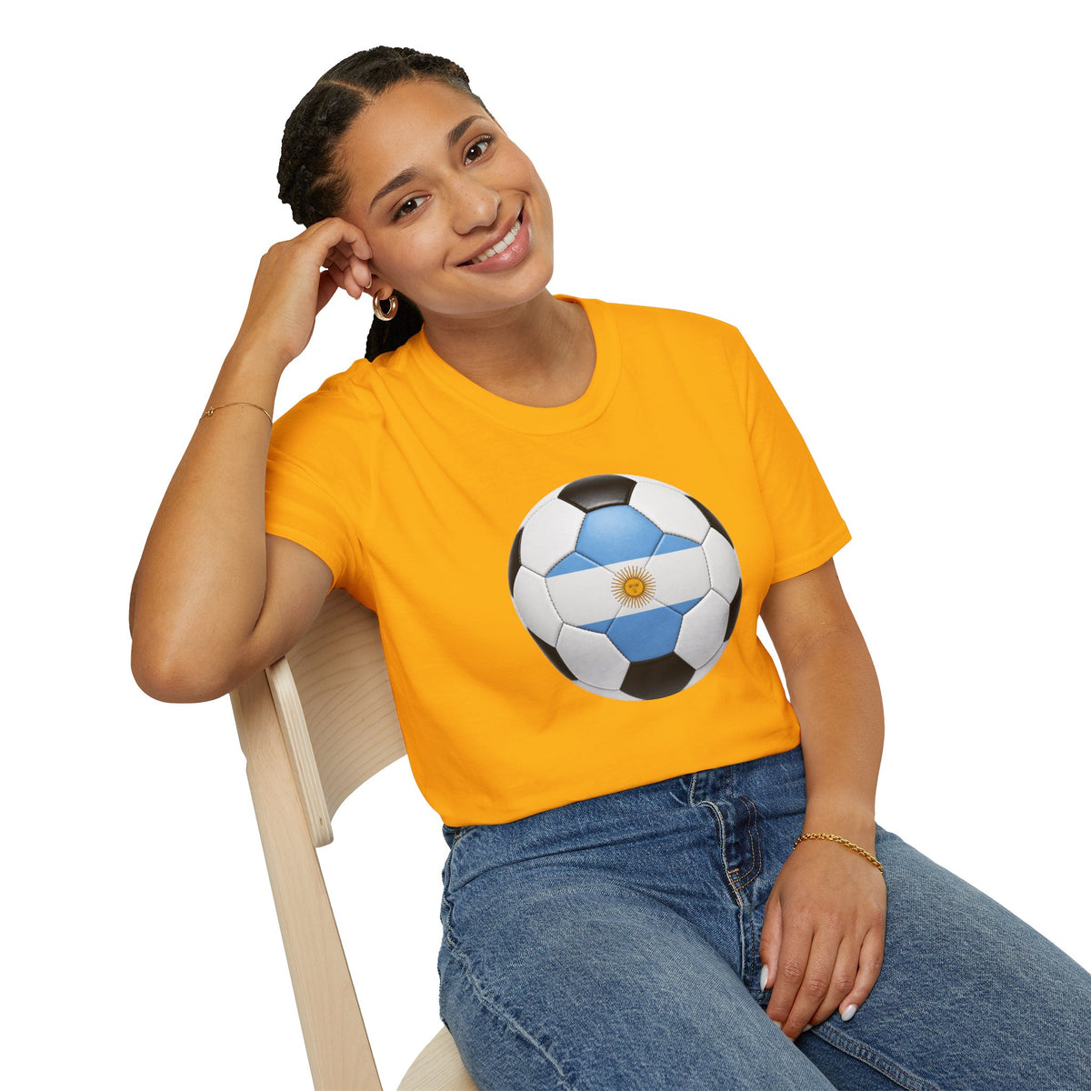 Argentina Soccer Ball Shirt, Argentina Futbol Tee, Light Blue White Soccer T-Shirt, Game Day Fan Shirt, Sports Gift