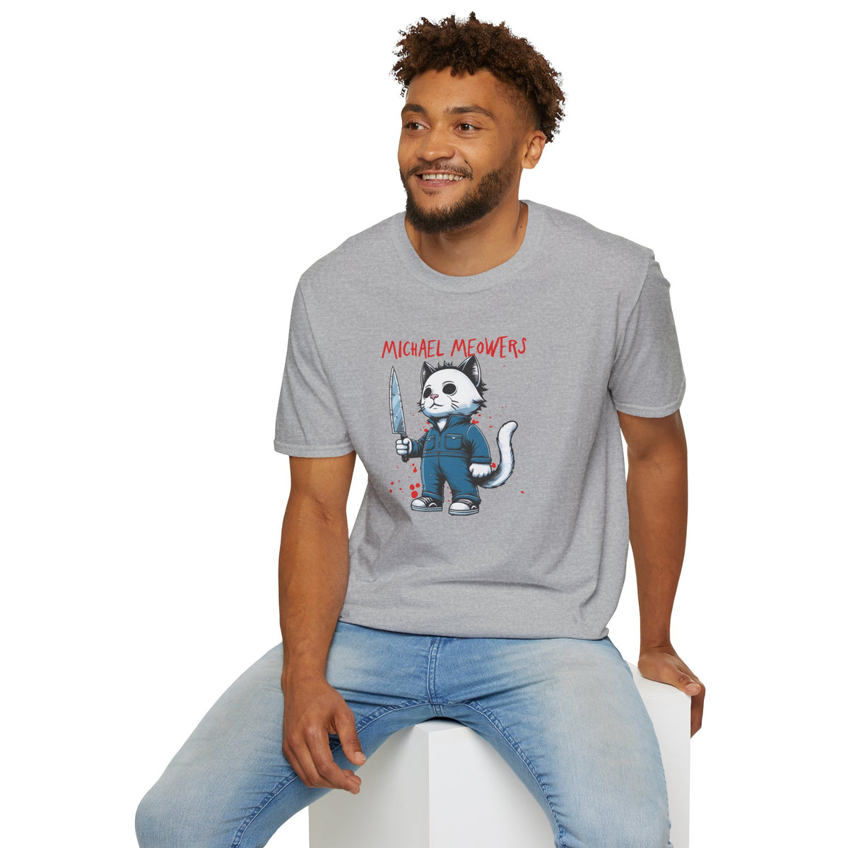 Michael Meowers Halloween Funny Cat T-Shirt, Scary Movie Tee, Halloween Cat Shirt, Horror Movie Cat Fan Gift, Horror Movie Character