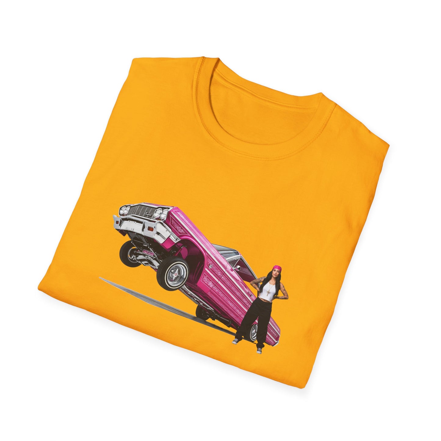 1964 Chevy Impala Hydraulics Lowrider Hoppin' graphic T-Shirt - Old School Hip Hop Cholo Art Tee Design - Chicano Car Club Graphic Tee