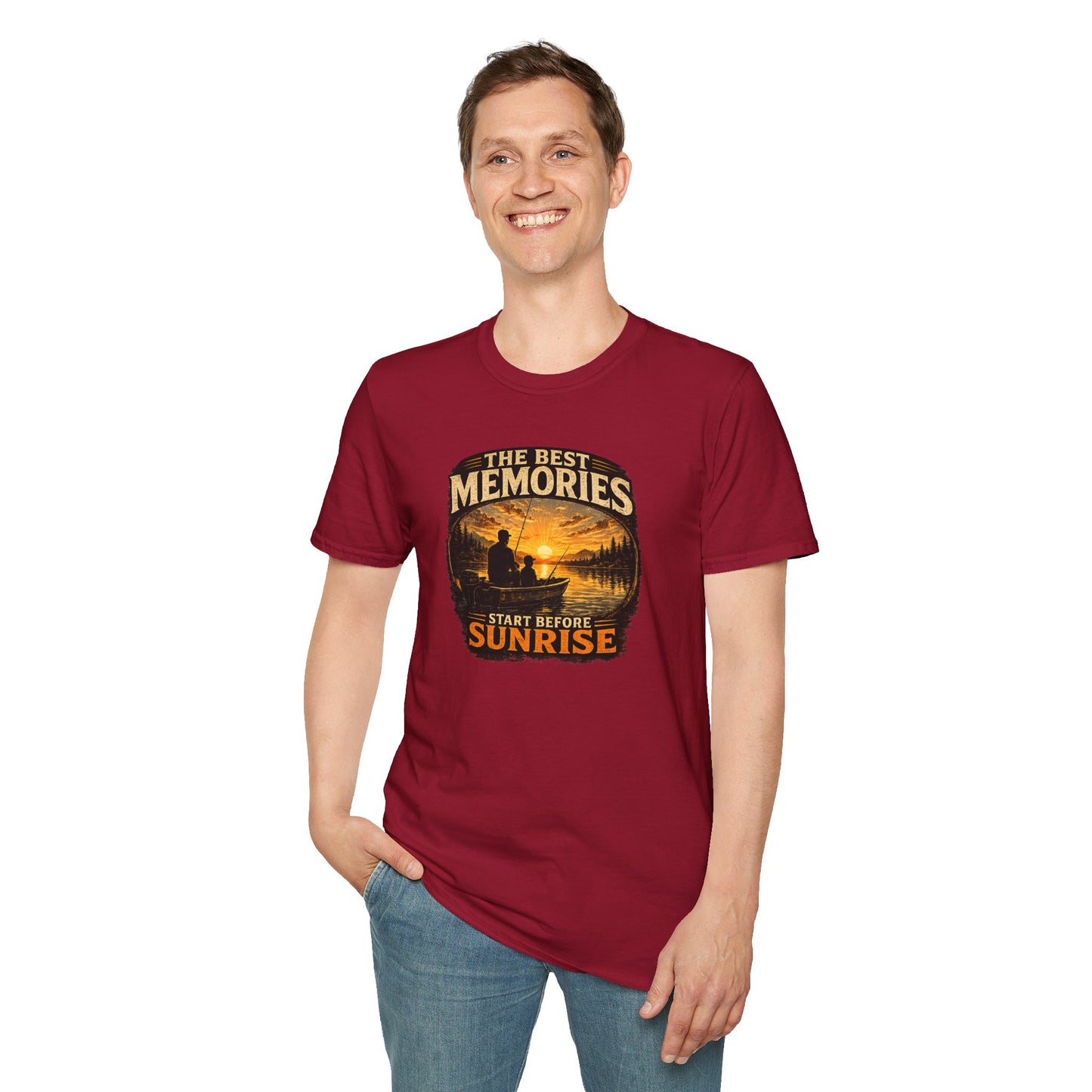 Fishing Shirt for Dad, Best Memories Start Before Sunrise Tee, Fisherman Gift Shirt, Fathers Day Fishing T-Shirt
