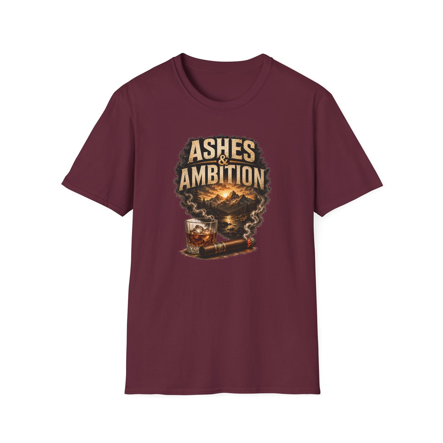 Ashes & Ambition Mountain Retreat T-Shirt – Cigar & Whiskey Lifestyle Tee