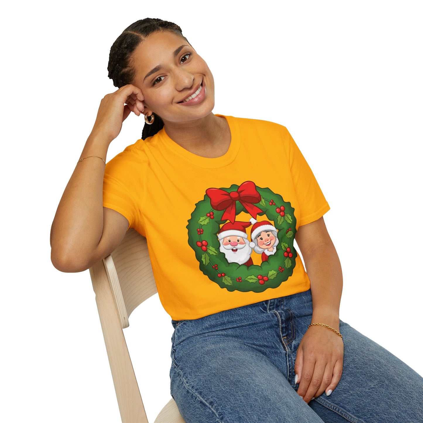 Santa and Mrs. Claus in a Wreath Shirt, Family Christmas Shirts, Christmas T Shirt, Holiday Shirt, Cute Xmas Shirt for the family, Holiday Gift