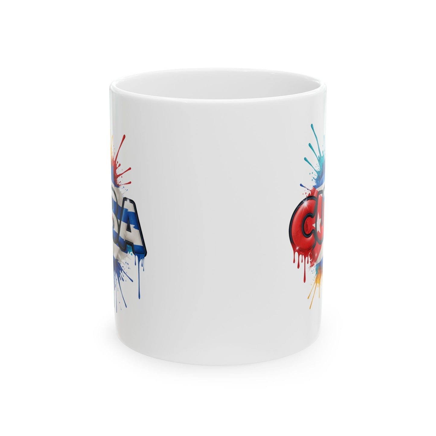 Colorful Cuban Flag Ceramic Mug, 11oz 15oz - Vibrant Cuba Souvenir Coffee Cup, Patriotic Tea Mug, Cuban American Gift, Kitchen Decor