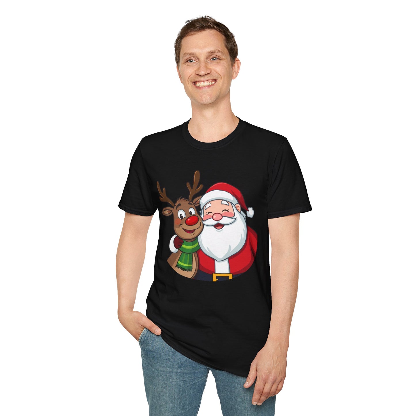 Smiling Santa and Rudolph Shirt, Family Christmas Shirts, Christmas T Shirt, Holiday Shirt, Cute Xmas Shirt for the family, Holiday Gift
