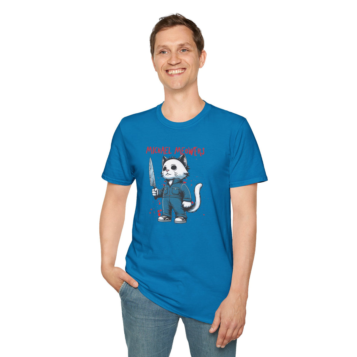 Michael Meowers Halloween Funny Cat T-Shirt, Scary Movie Tee, Halloween Cat Shirt, Horror Movie Cat Fan Gift, Horror Movie Character