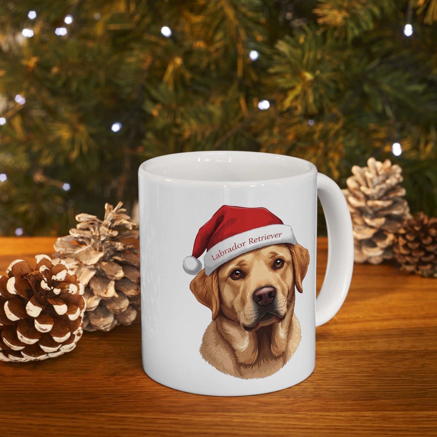 Labrador Retriever Holiday Portrait Mug – Cute Holiday Coffee Cup, Festive Labrador Retriever Dog Ceramic Mug, Christmas Gift Idea (11oz/15oz)
