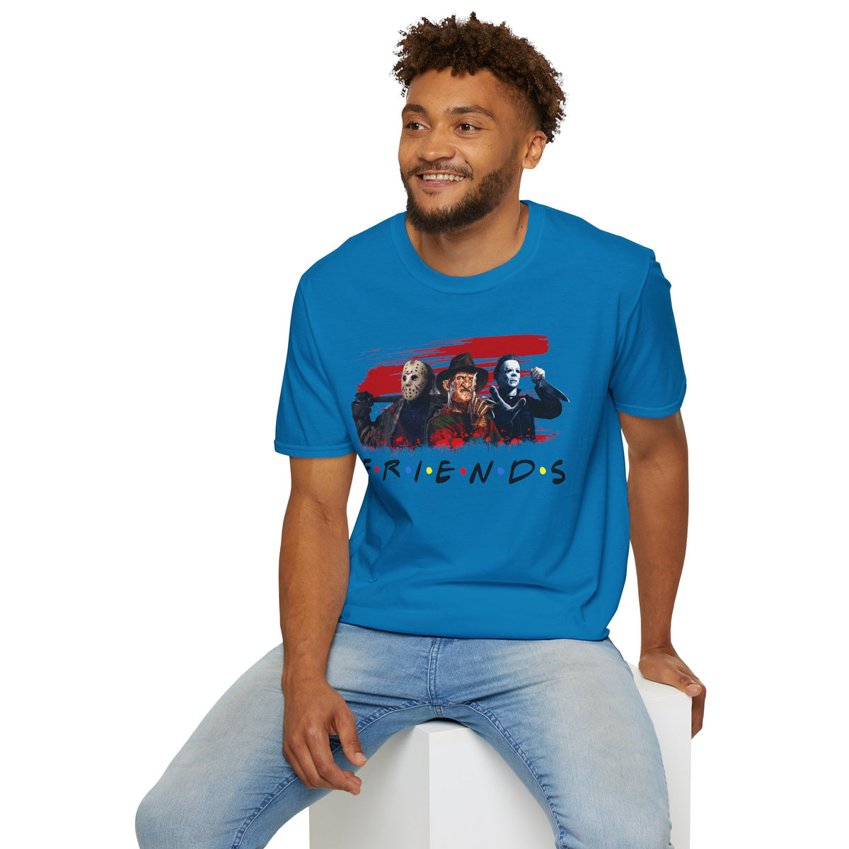 Horror Movie Villains Halloween Friends Softstyle T-Shirt, Scary Movie Tee, Halloween Shirt, Horror Movie Fan Gift, Horror Movie Characters