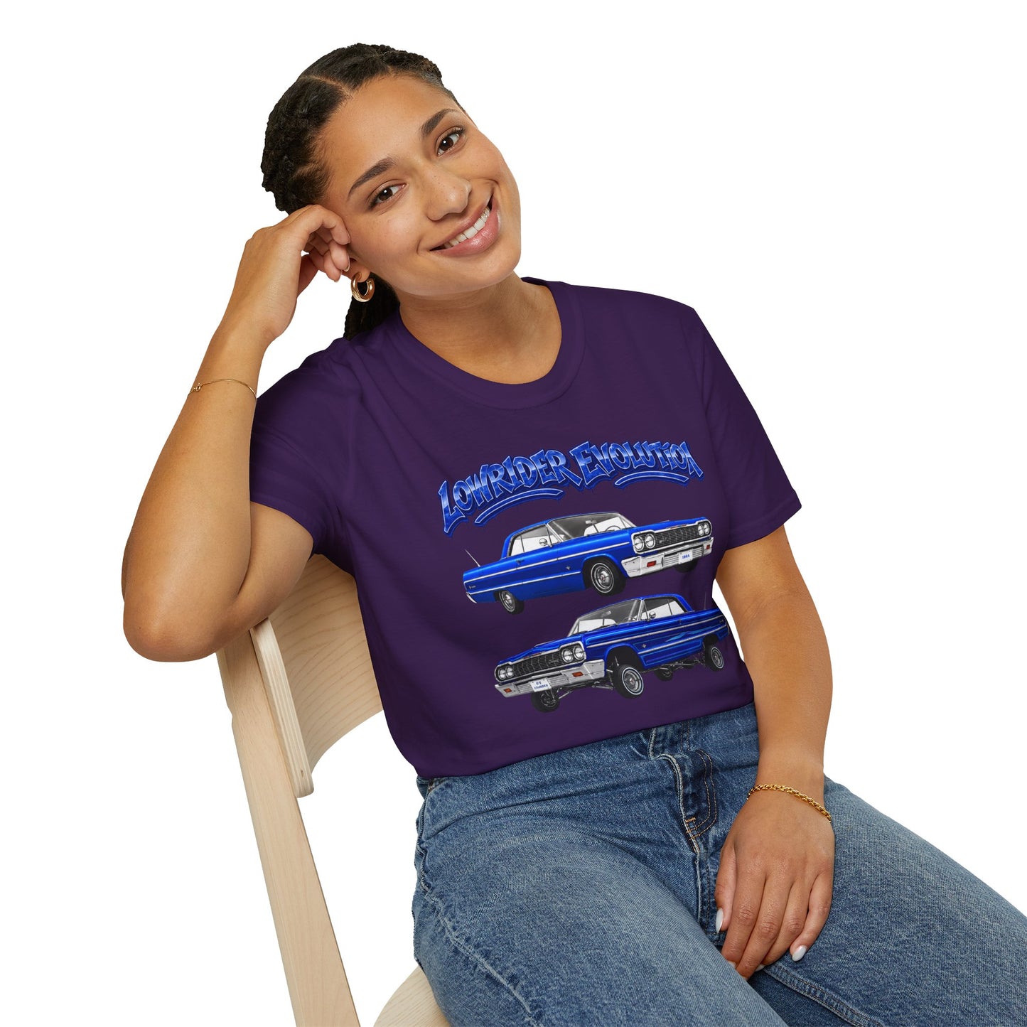 Classic Lowrider Shirt, Lowrider Evolution Tee, Blue Vintage Car Shirt, Car Enthusiast Gift, Retro Auto Graphic Tee