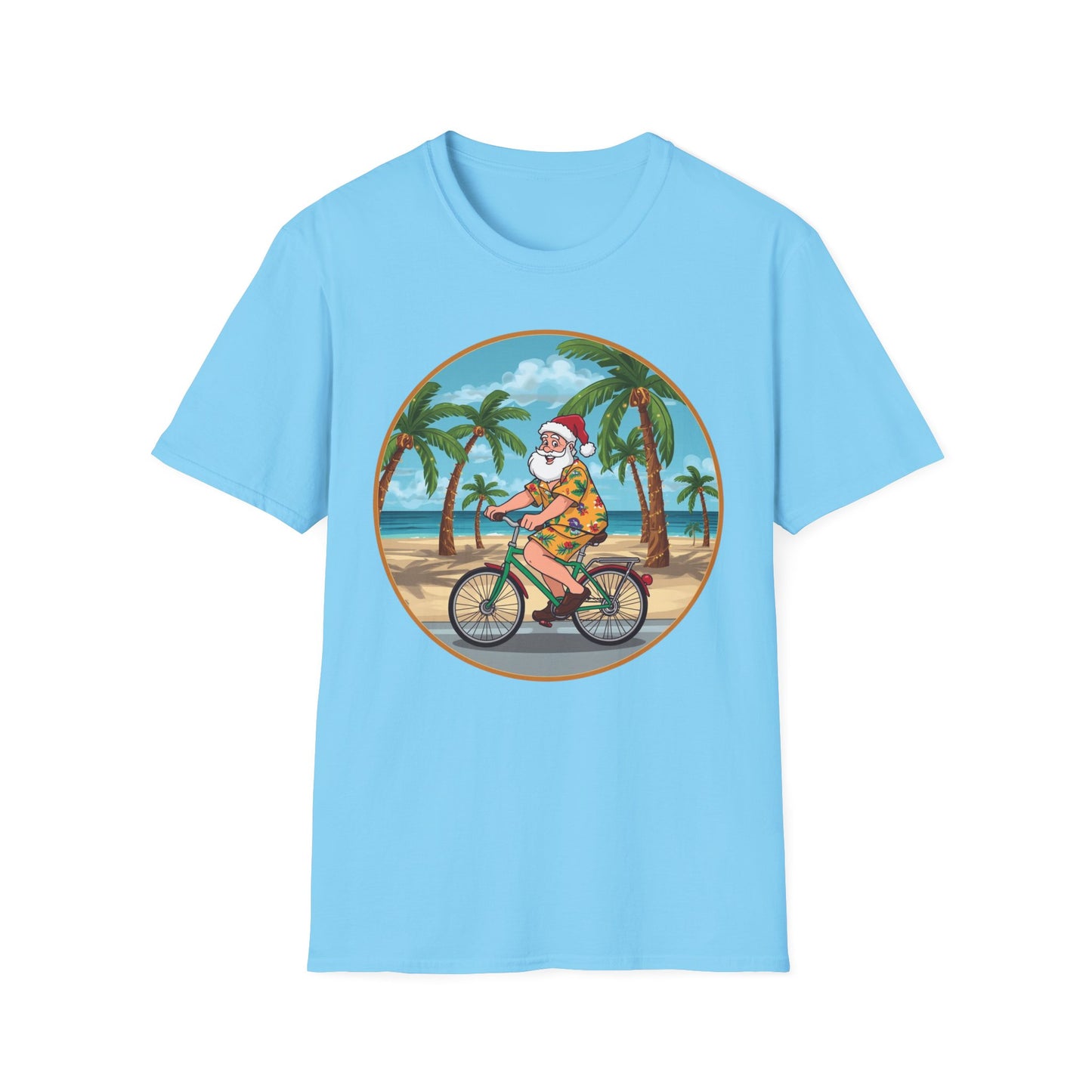 Tropical Santa riding a bicycle shirt, Family Christmas Shirts, Christmas T Shirt, Holiday Shirt, Cute Xmas Shirt for the family, Holiday Gift