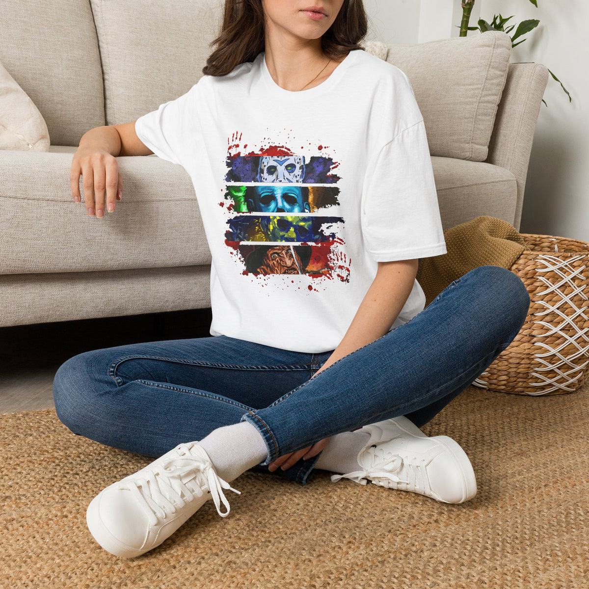 Horror Movie Villains Halloween Softstyle T-Shirt, Scary Movie Tee, Halloween Shirt, Horror Movie Fan Gift, Horror Movie Characters