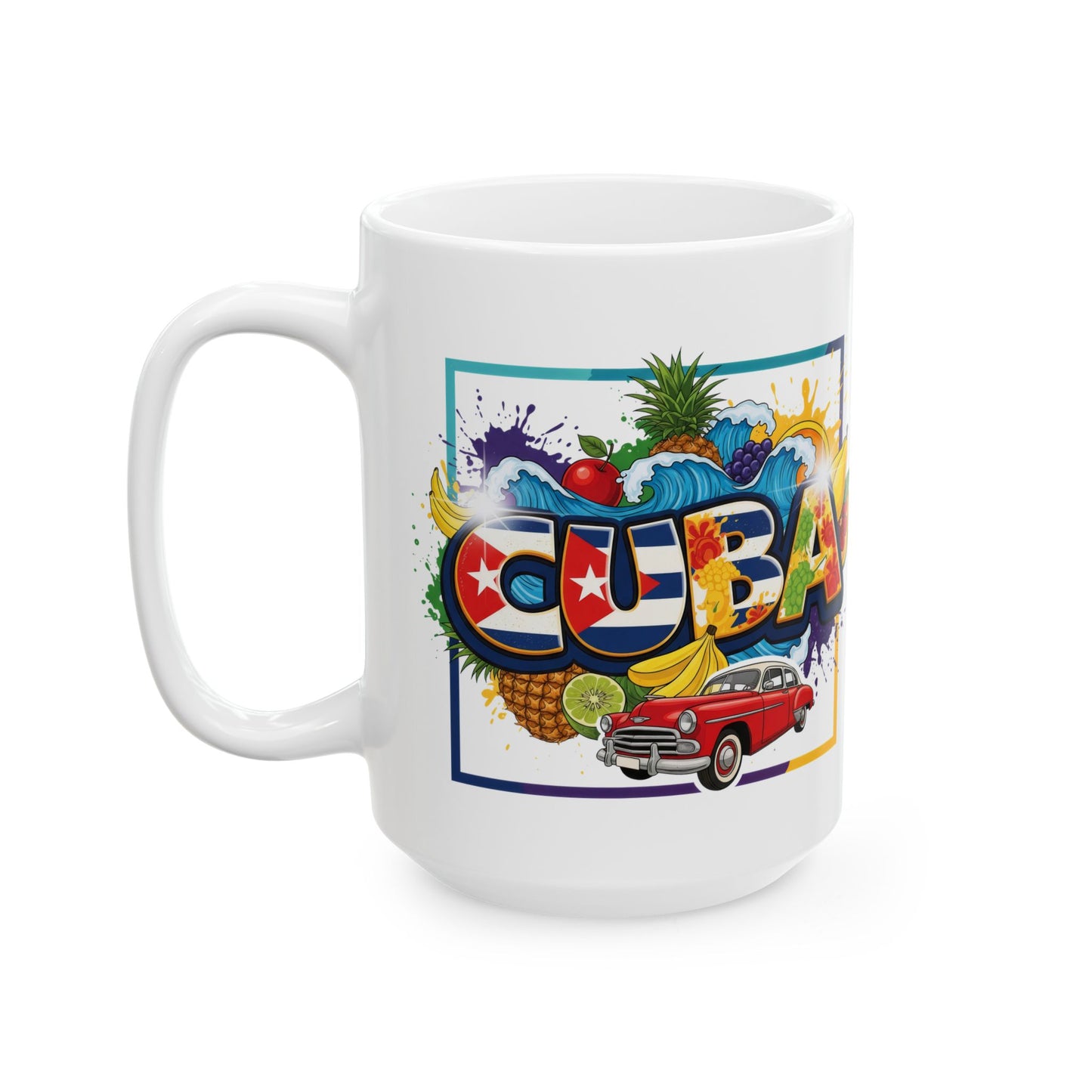 Colorful Cuban Flag Ceramic Mug, 11oz 15oz - Vibrant Cuba Souvenir Coffee Cup, Patriotic Tea Mug, Cuban American Gift, Kitchen Decor