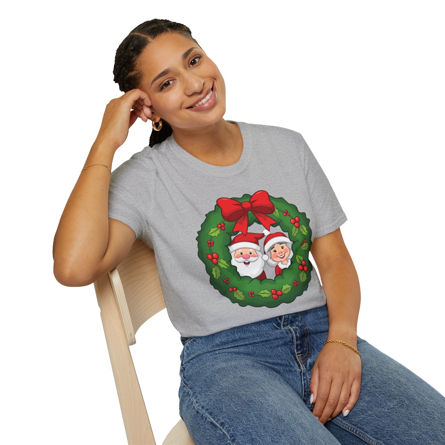 Santa and Mrs. Claus in a Wreath Shirt, Family Christmas Shirts, Christmas T Shirt, Holiday Shirt, Cute Xmas Shirt for the family, Holiday Gift
