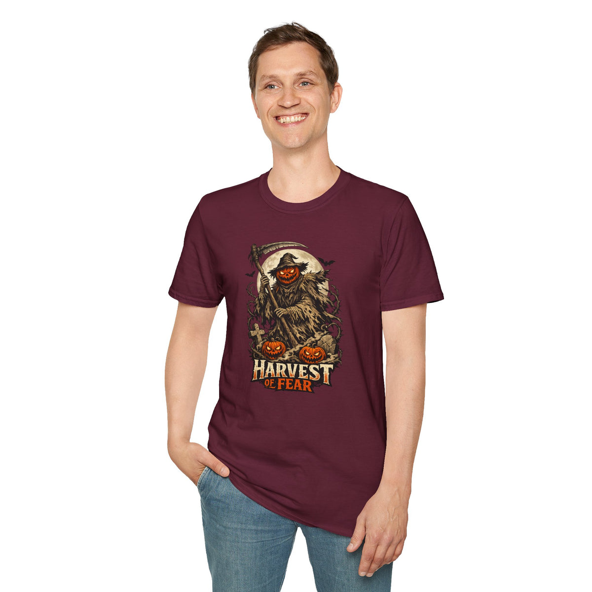 Halloween Horror Shirt, Harvest of Fear T-Shirt, Pumpkin Reaper Tee, Scary Scarecrow Shirt, Spooky Season Gift