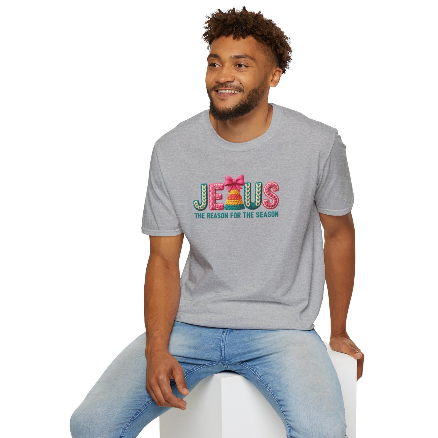 Jesus Christmas T-Shirt – The Reason for the Season Tee, Faith Christian Holiday Shirt with Bow Design