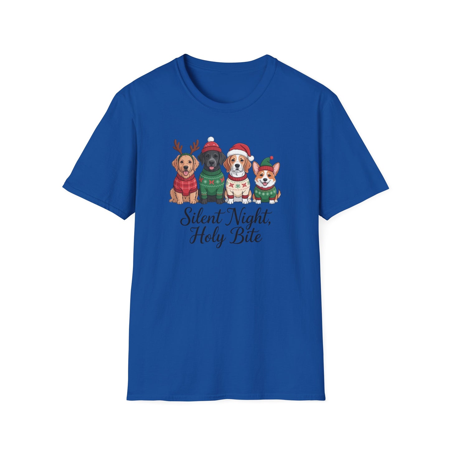 Silent Night Holy Bite Christmas Dog T-Shirt – Cute Holiday Puppy Sweater Tee, Funny Christmas Dog Lover Shirt