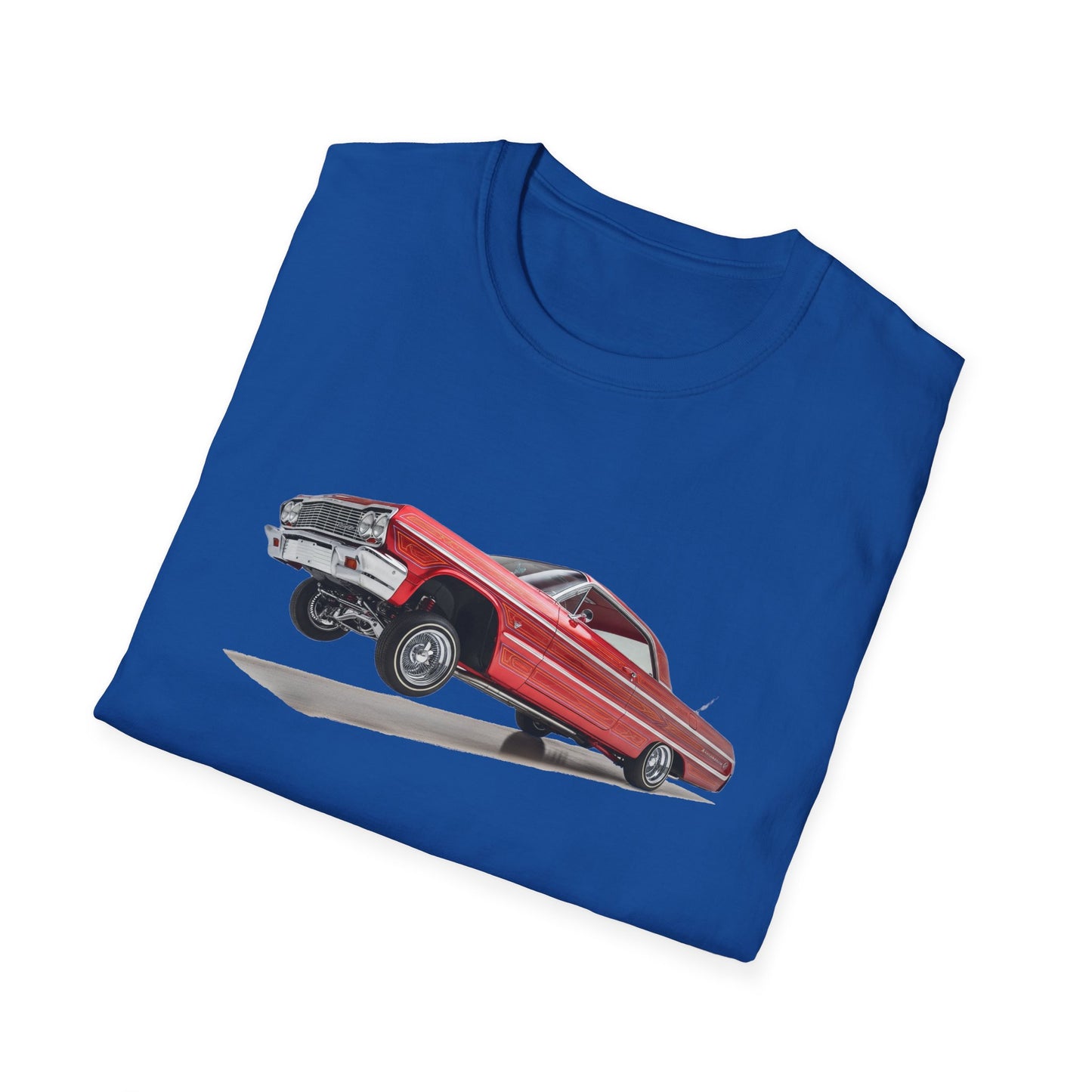 1964 Chevy Impala Hydraulics Lowrider Hoppin' graphic T-Shirt - Old School Hip Hop Cholo Art Tee Design - Chicano Car Club Graphic Tee