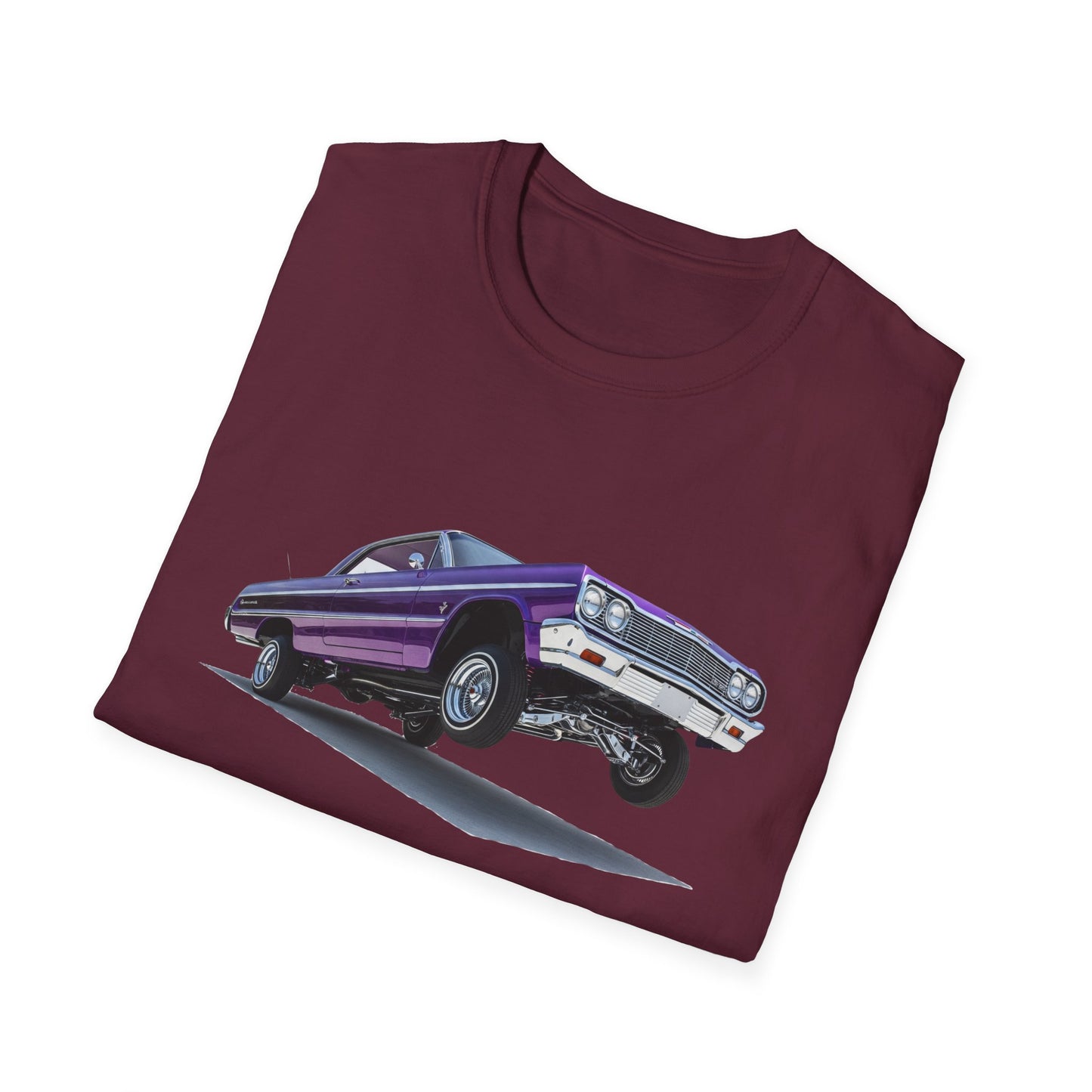 1964 Chevy Impala Hydraulics Lowrider Hoppin' Ink Drawing T-Shirt - Old School Hip Hop Cholo Art Tee Design - Chicano Car Club Graphic Tee