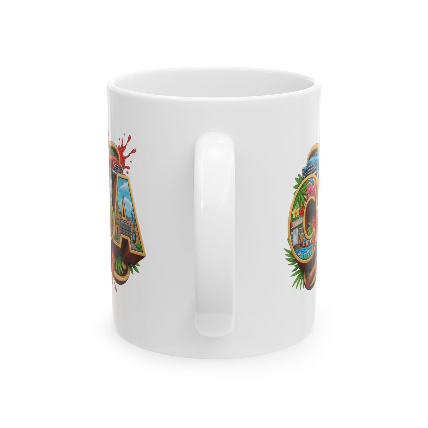 Colorful Cuban Flag Ceramic Mug, 11oz 15oz - Vibrant Cuba Souvenir Coffee Cup, Patriotic Tea Mug, Cuban American Gift, Kitchen Decor