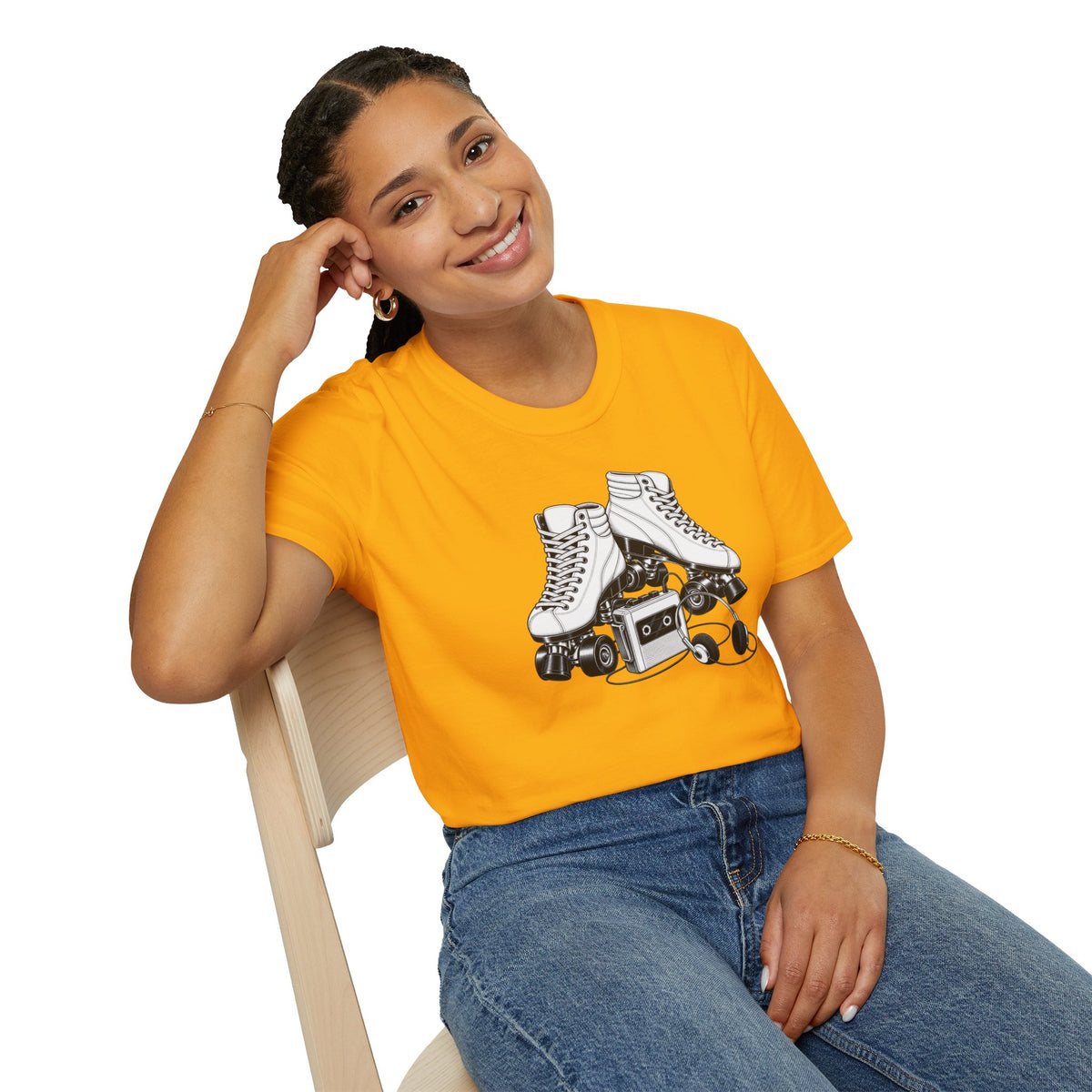 Roller Skate T-Shirt, Retro Cassette Tee, Vintage Roller Rink Shirt, Music Lover Gift, Skater Tee