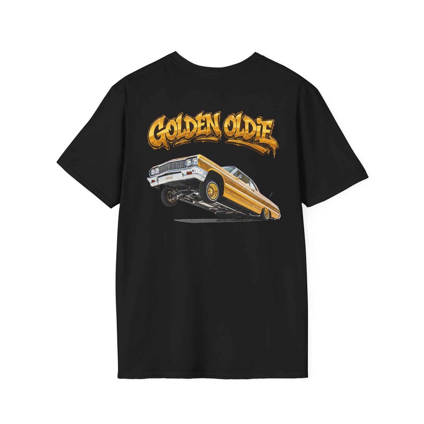 Back Print Lowrider Shirt, Golden Oldie Classic Car Tee, Vintage Car Enthusiast Shirt, Retro Auto Gift, Unisex Car Lover Tee