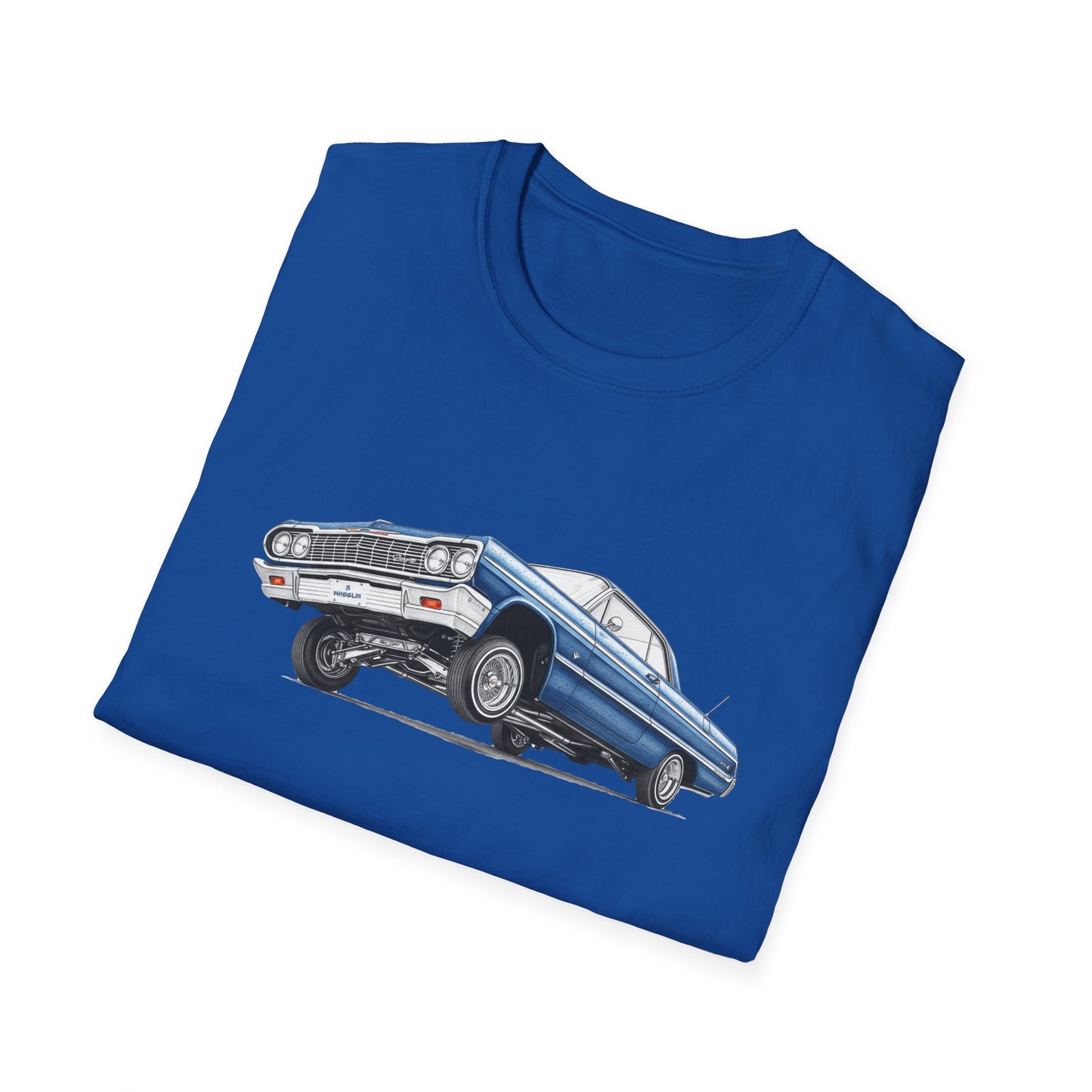 1964 Chevy Impala Hydraulics Lowrider Ink Drawing T-Shirt - Old School Hip Hop Cholo Art Tee Design - Chicano Car Club Graphic Tee