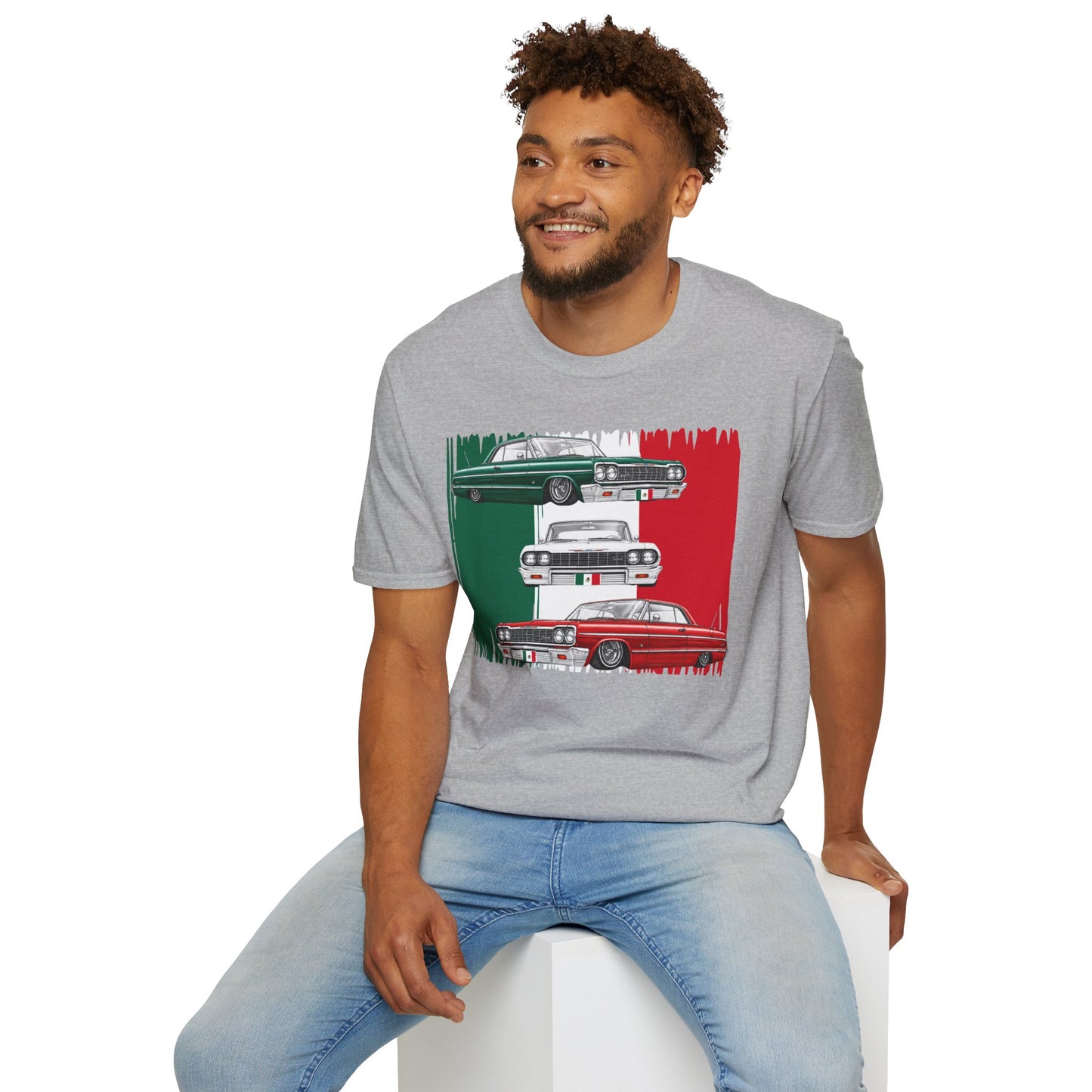 Lowrider Shirt, Mexican Flag Classic Car Tee, Vintage Car Graphic Shirt, Car Enthusiast Gift, Retro Auto Unisex Tee