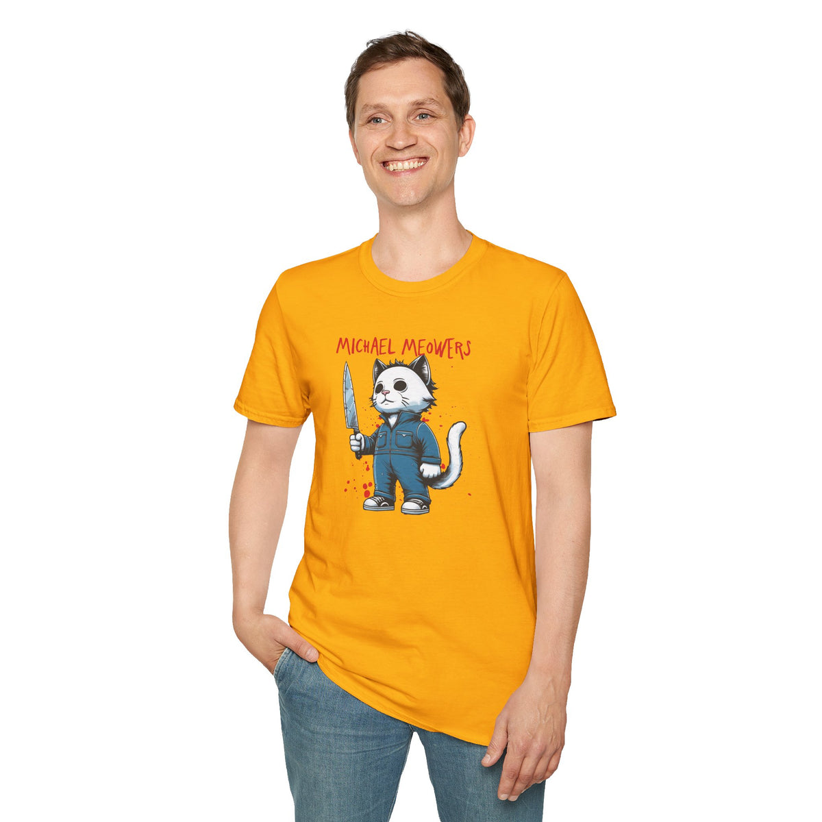 Michael Meowers Halloween Funny Cat T-Shirt, Scary Movie Tee, Halloween Cat Shirt, Horror Movie Cat Fan Gift, Horror Movie Character