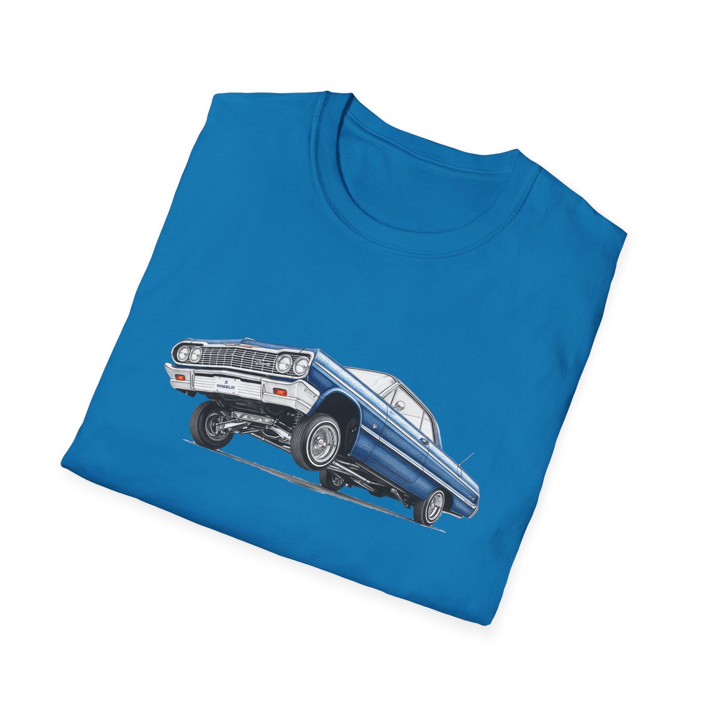 1964 Chevy Impala Hydraulics Lowrider Ink Drawing T-Shirt - Old School Hip Hop Cholo Art Tee Design - Chicano Car Club Graphic Tee