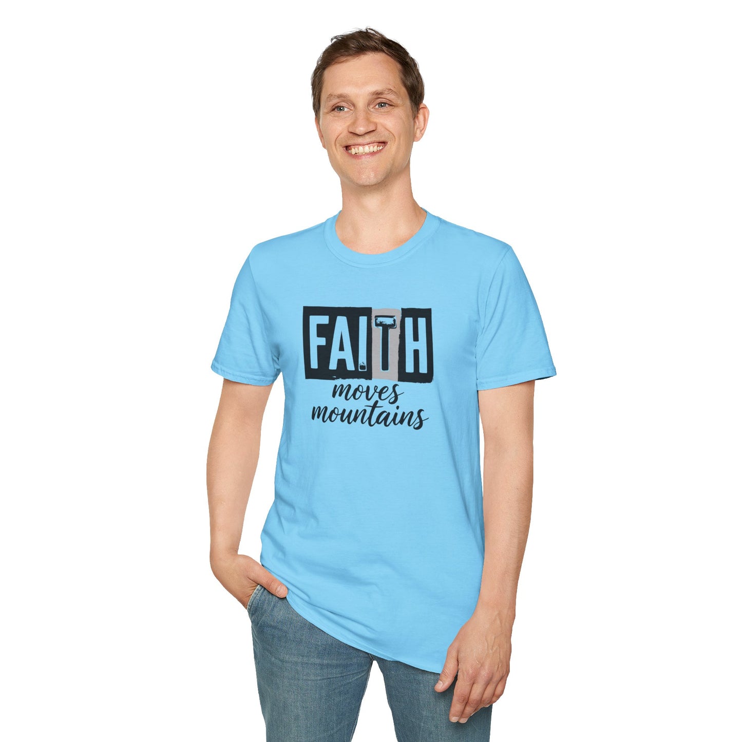 Faith Moves Mountains T-Shirt – Inspirational Christian Shirt, Bible Verse Faith Tee, Motivational Religious Apparel