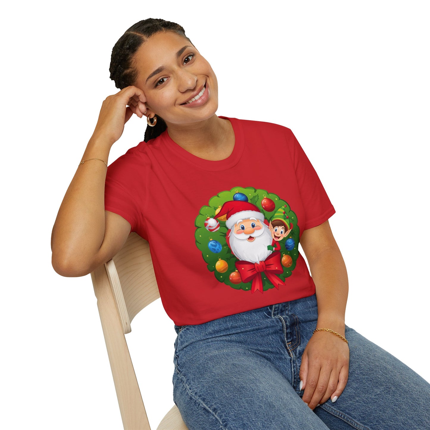 Santa and Elf on a Wreath Shirt, Family Christmas Shirts, Christmas T Shirt, Holiday Shirt, Cute Xmas Shirt for the family, Holiday Gift