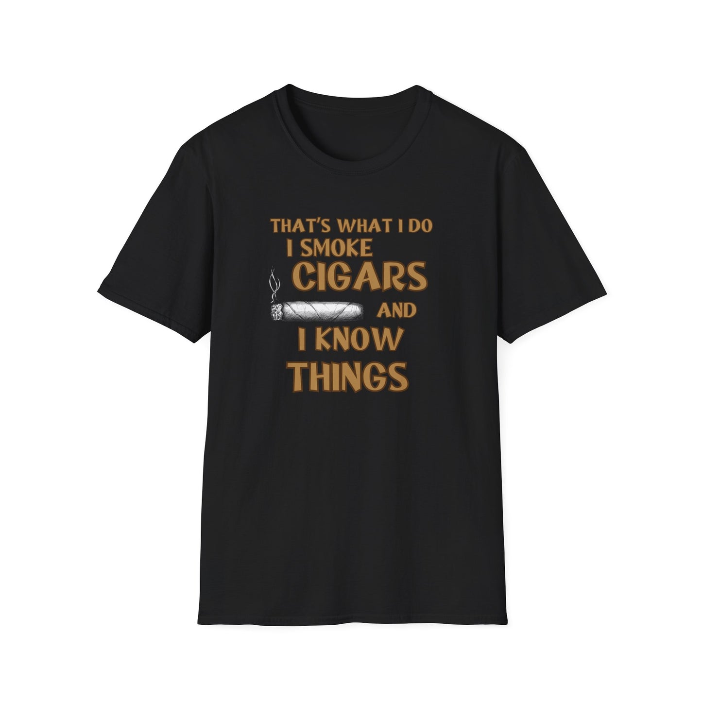 Smoke Cigars and Know Things Unisex T-Shirt, BBQ Pool Party Shirt, Fathers Day Gift, Relaxation Leisure, Cigar lover Gift, Grandpa Gift