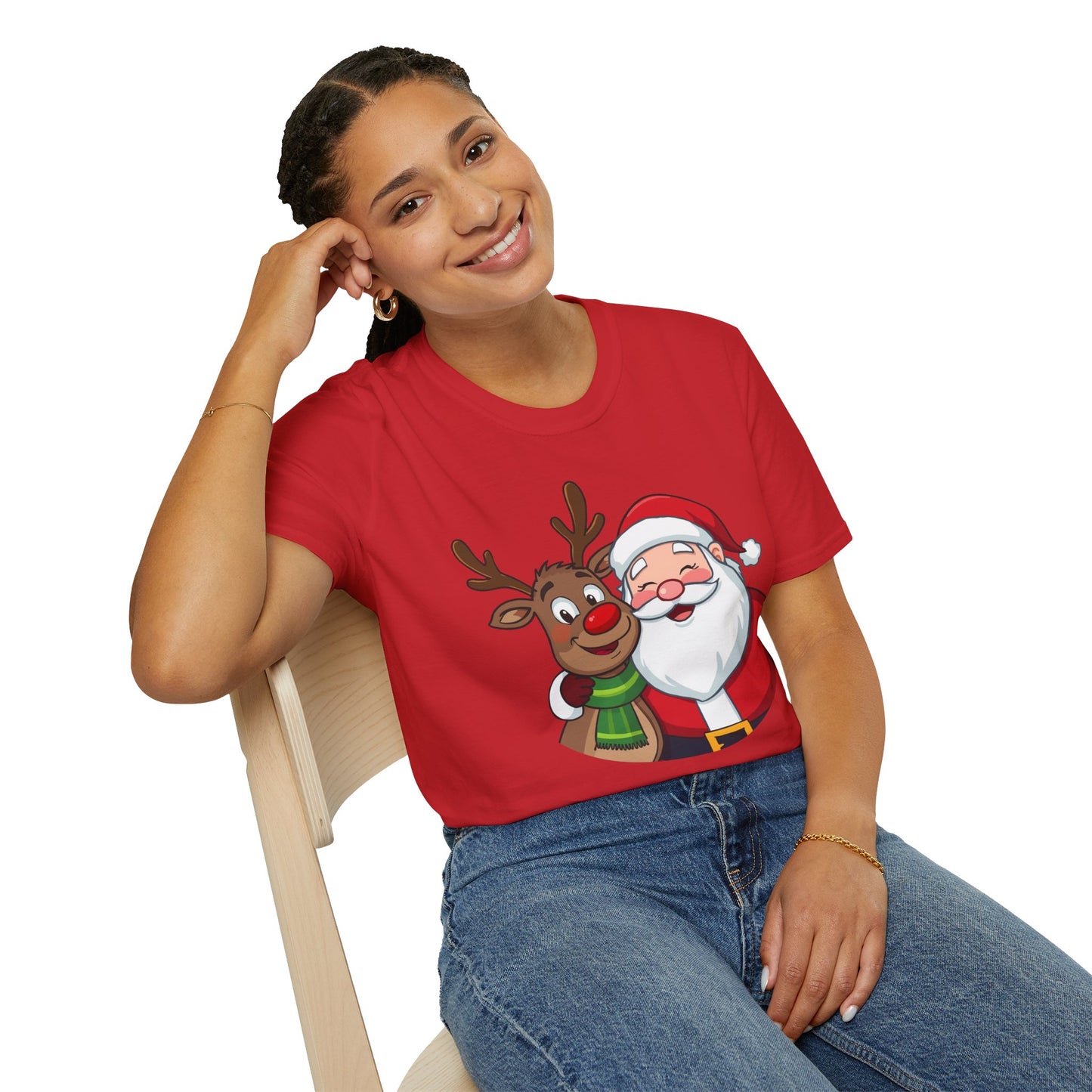 Smiling Santa and Rudolph Shirt, Family Christmas Shirts, Christmas T Shirt, Holiday Shirt, Cute Xmas Shirt for the family, Holiday Gift