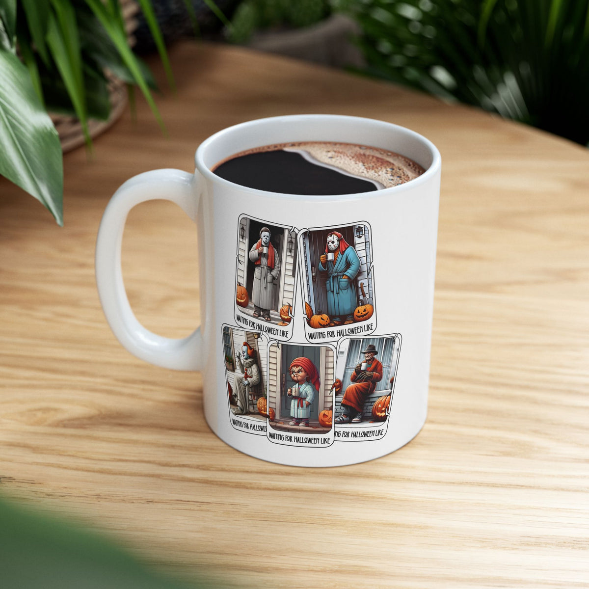 Horror Movie Villains waiting for Halloween  Mug - Halloween Horror Lovers, Coffee Lovers, Spooky Gifts, Unique Home Decor, 11oz 15oz