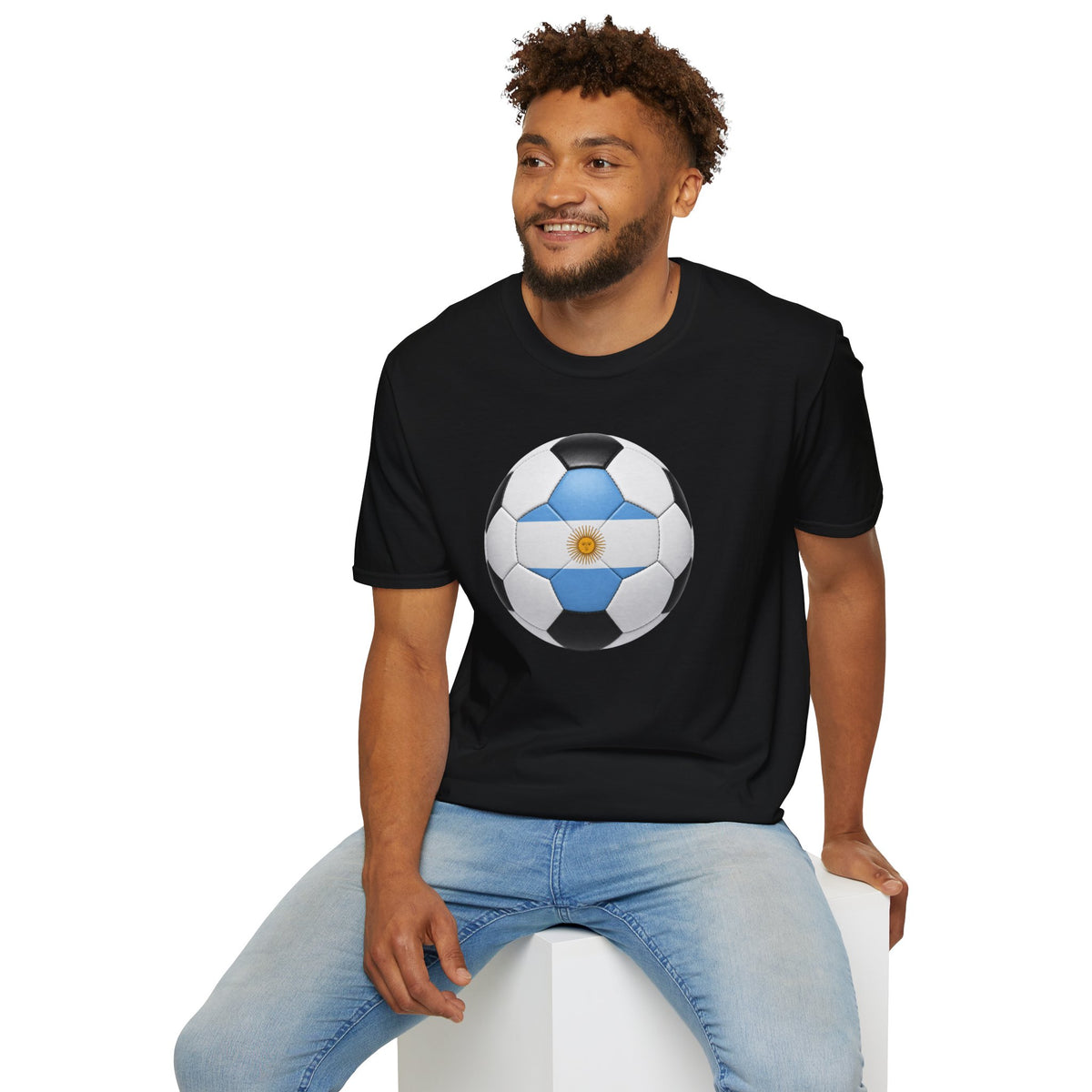 Argentina Soccer Ball Shirt, Argentina Futbol Tee, Light Blue White Soccer T-Shirt, Game Day Fan Shirt, Sports Gift