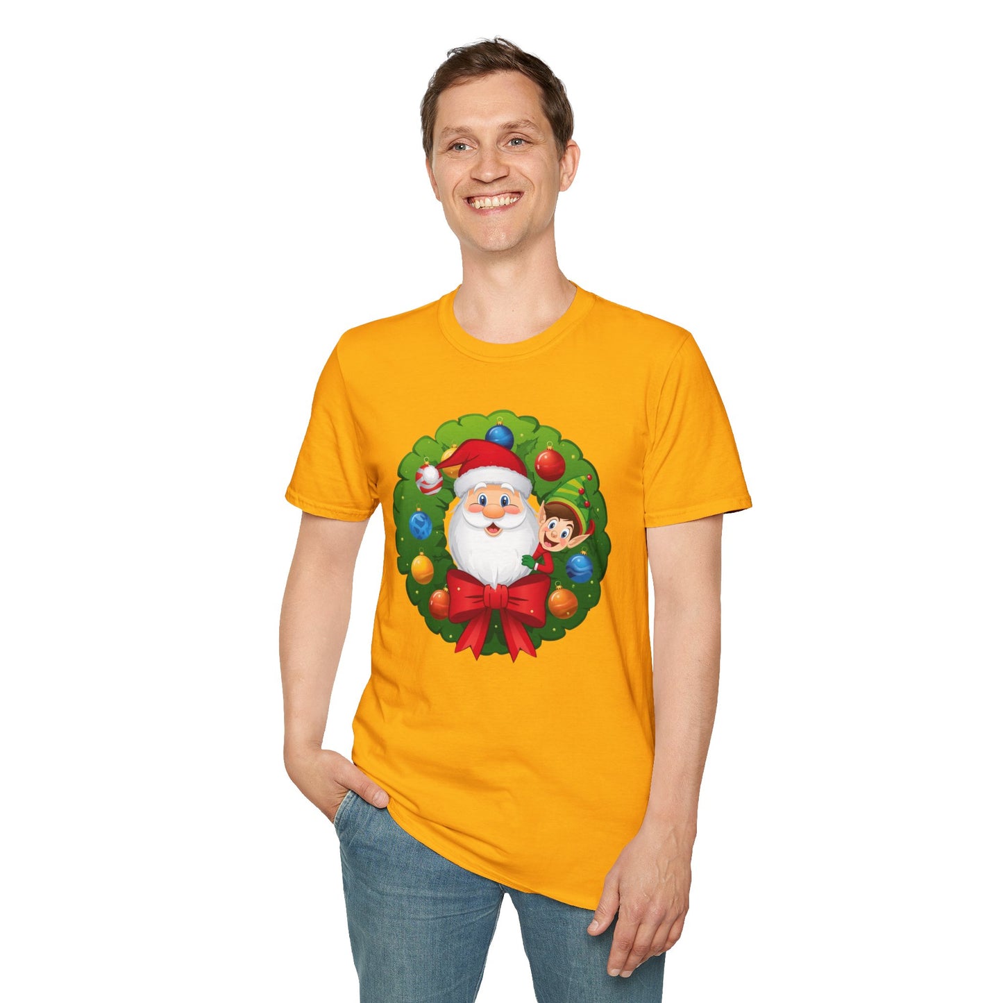 Santa and Elf on a Wreath Shirt, Family Christmas Shirts, Christmas T Shirt, Holiday Shirt, Cute Xmas Shirt for the family, Holiday Gift