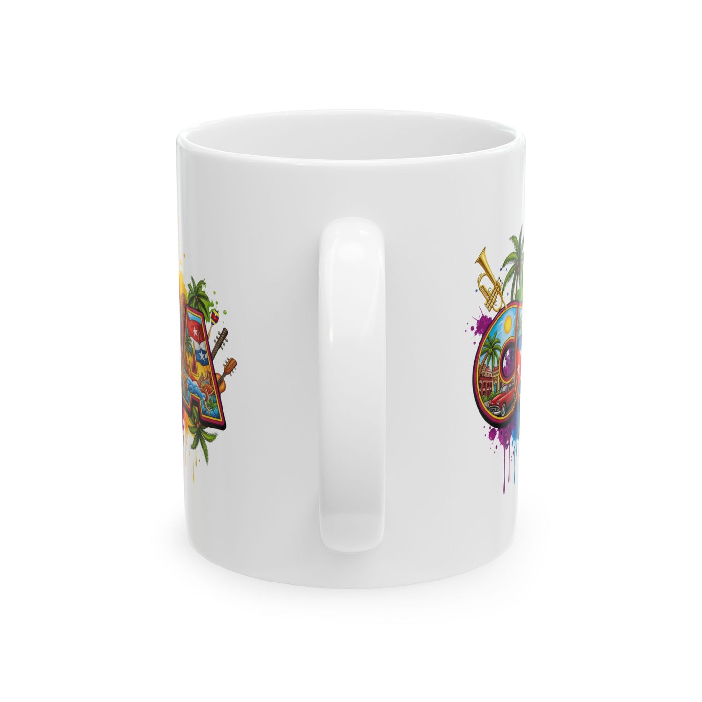 Colorful Cuban Flag Ceramic Mug, 11oz 15oz - Vibrant Cuba Souvenir Coffee Cup, Patriotic Tea Mug, Cuban American Gift, Kitchen Decor