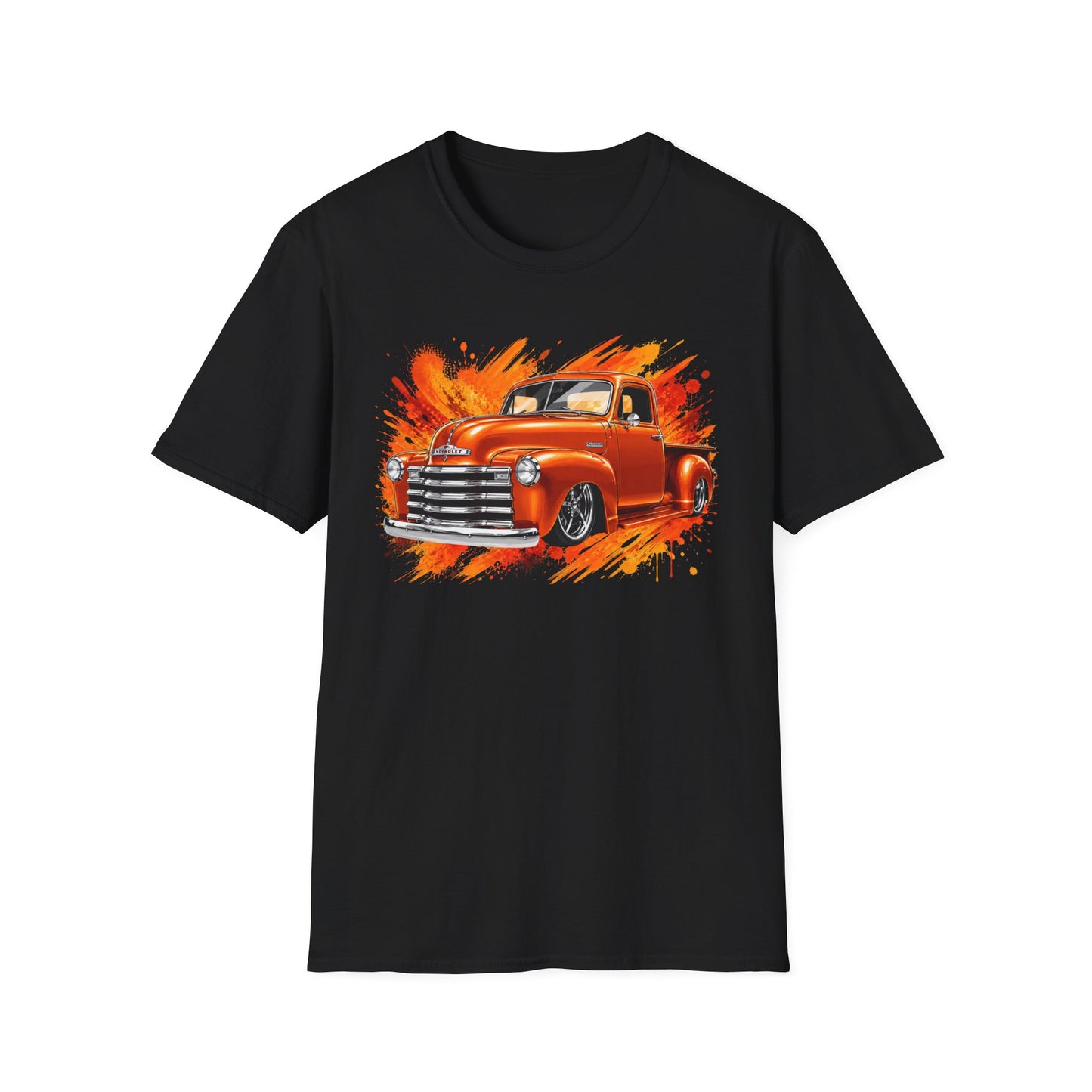 Orange Classic Truck T-Shirt, Vintage Pickup Graphic Tee, Custom Truck Shirt for Car Lovers
