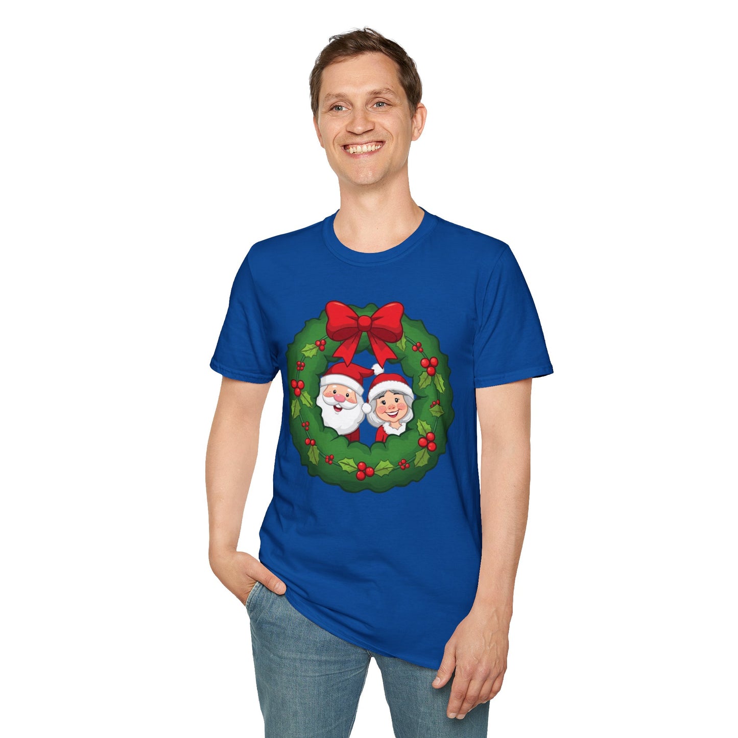 Santa and Mrs. Claus in a Wreath Shirt, Family Christmas Shirts, Christmas T Shirt, Holiday Shirt, Cute Xmas Shirt for the family, Holiday Gift