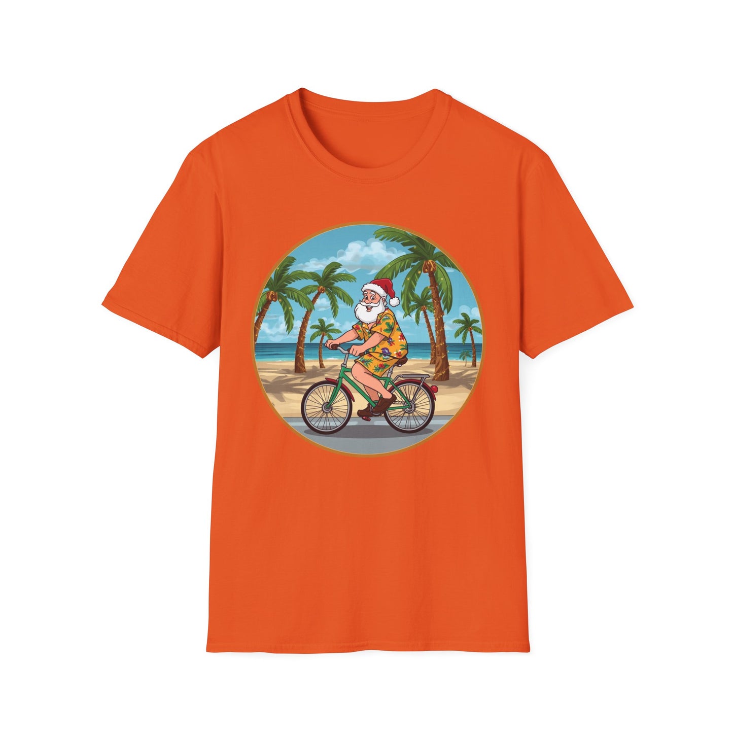 Tropical Santa riding a bicycle shirt, Family Christmas Shirts, Christmas T Shirt, Holiday Shirt, Cute Xmas Shirt for the family, Holiday Gift