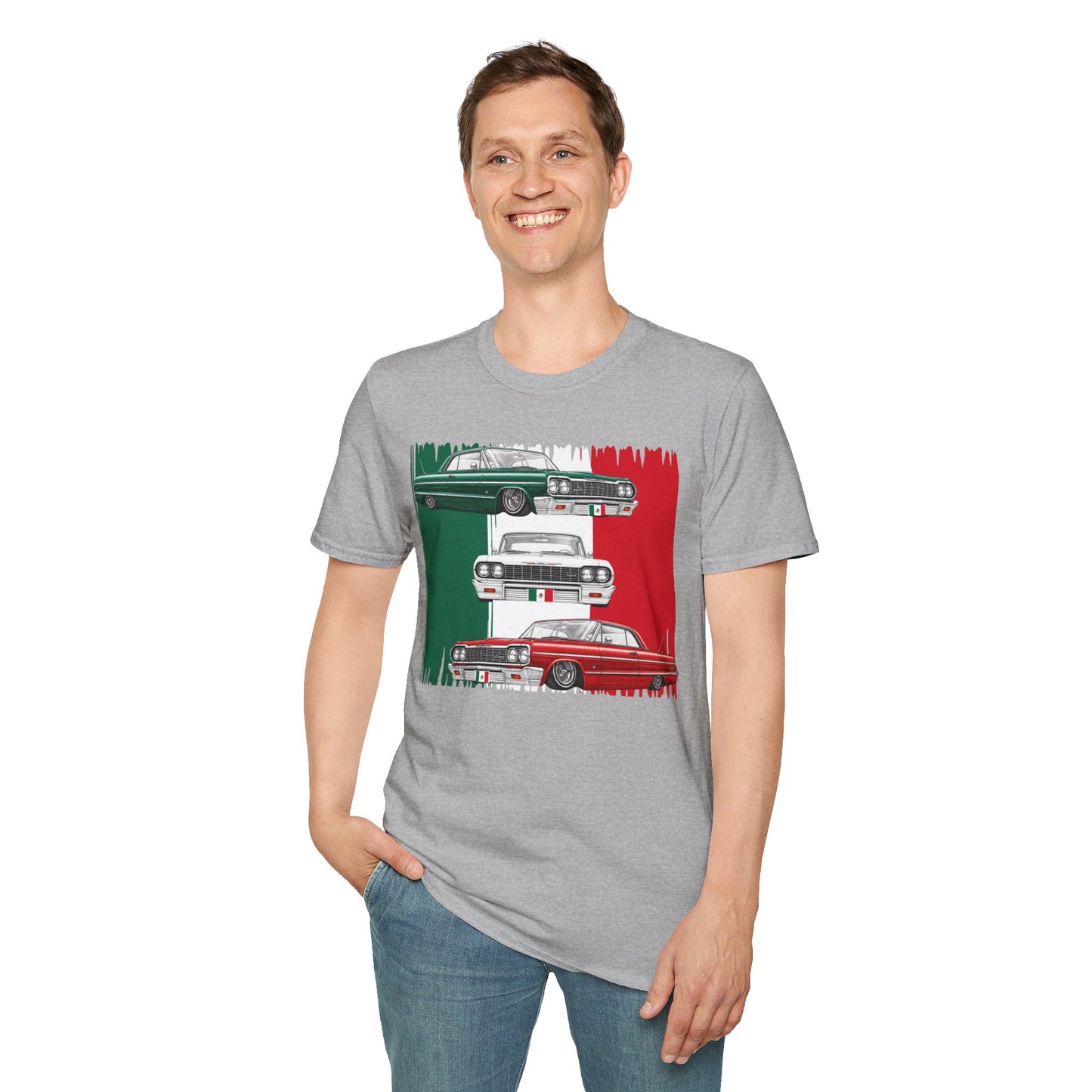 Lowrider Shirt, Mexican Flag Classic Car Tee, Vintage Car Graphic Shirt, Car Enthusiast Gift, Retro Auto Unisex Tee