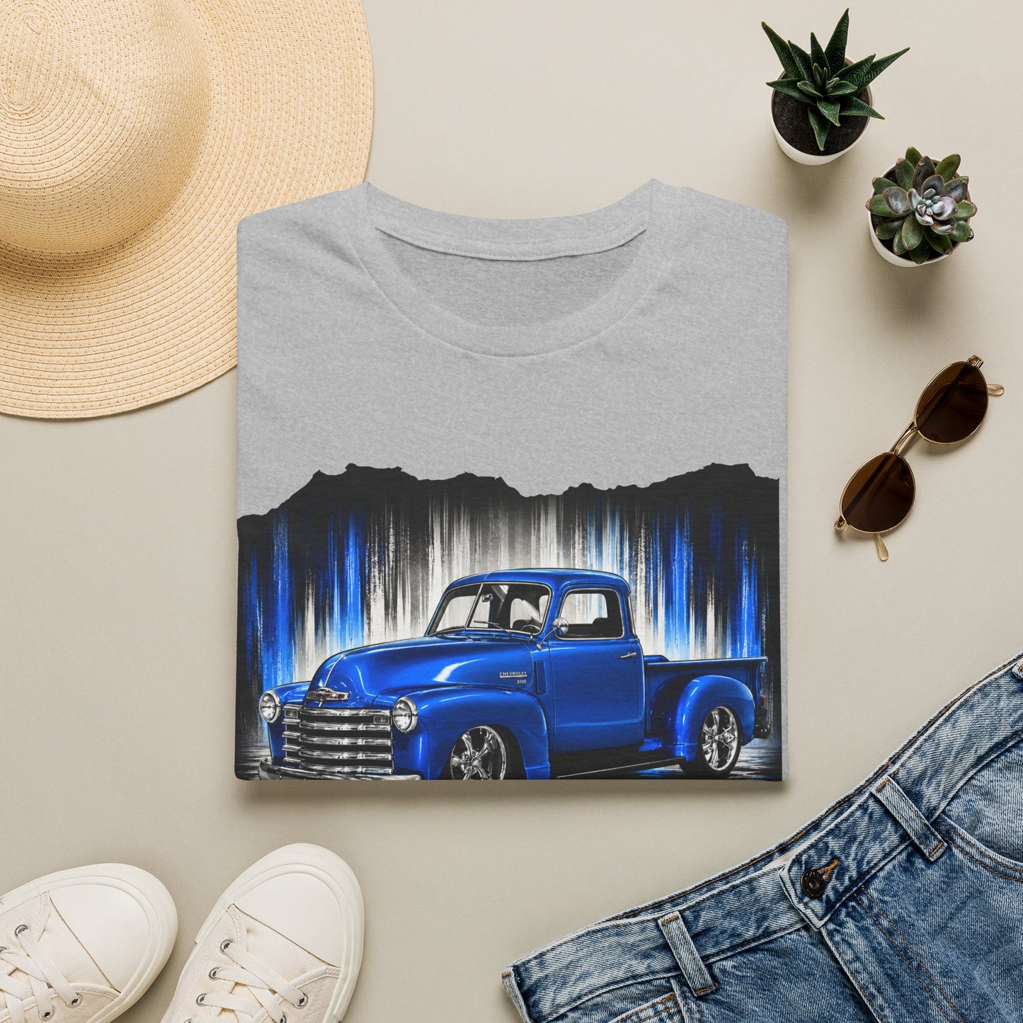 Vintage Truck Shirt, Blue Pickup Truck Tee, Classic Truck Graphic Shirt, Truck Enthusiast Gift, Retro Auto Unisex Tee