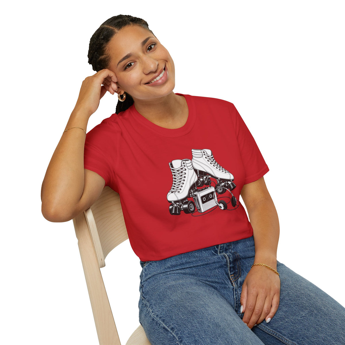 Roller Skate T-Shirt, Retro Cassette Tee, Vintage Roller Rink Shirt, Music Lover Gift, Skater Tee