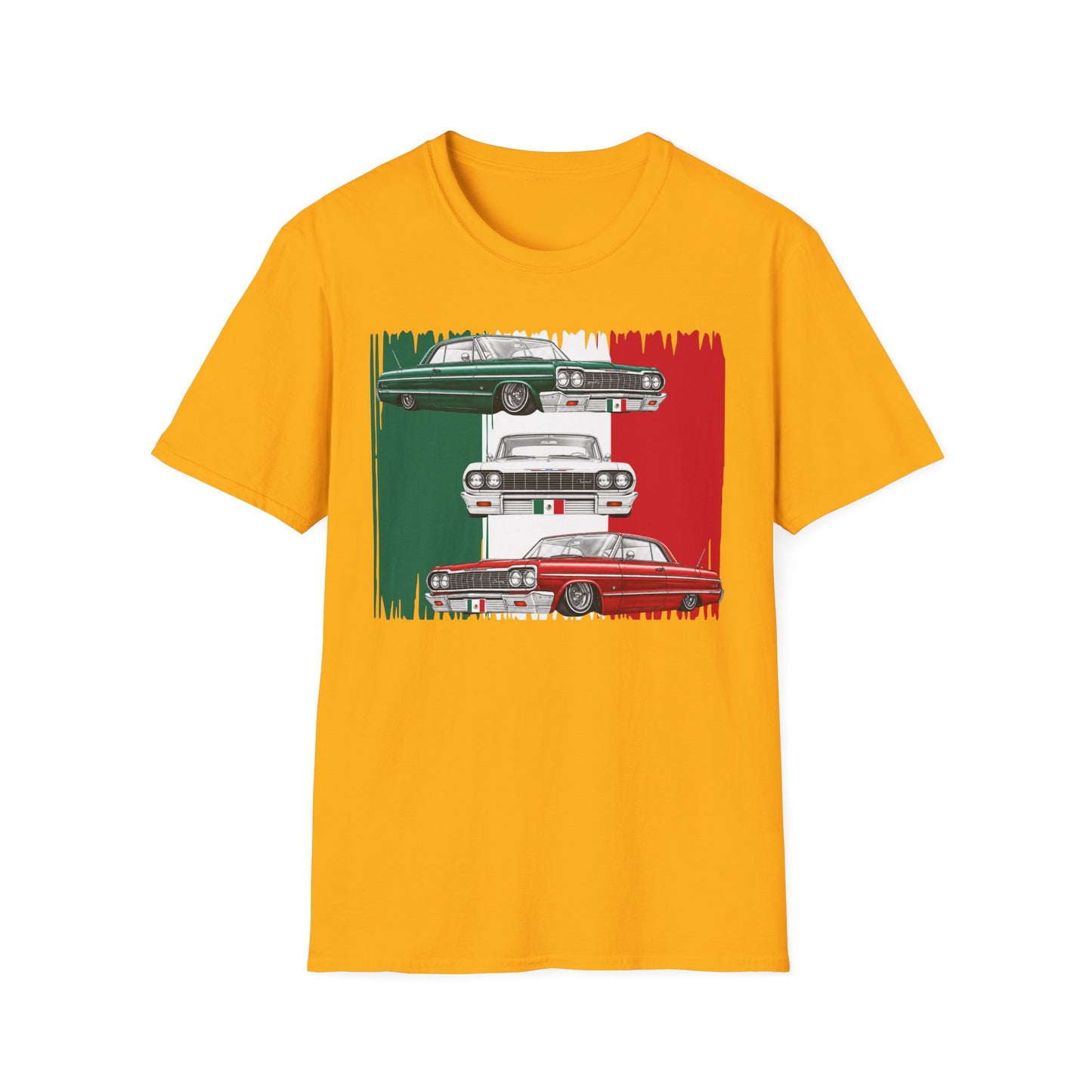 Lowrider Shirt, Mexican Flag Classic Car Tee, Vintage Car Graphic Shirt, Car Enthusiast Gift, Retro Auto Unisex Tee
