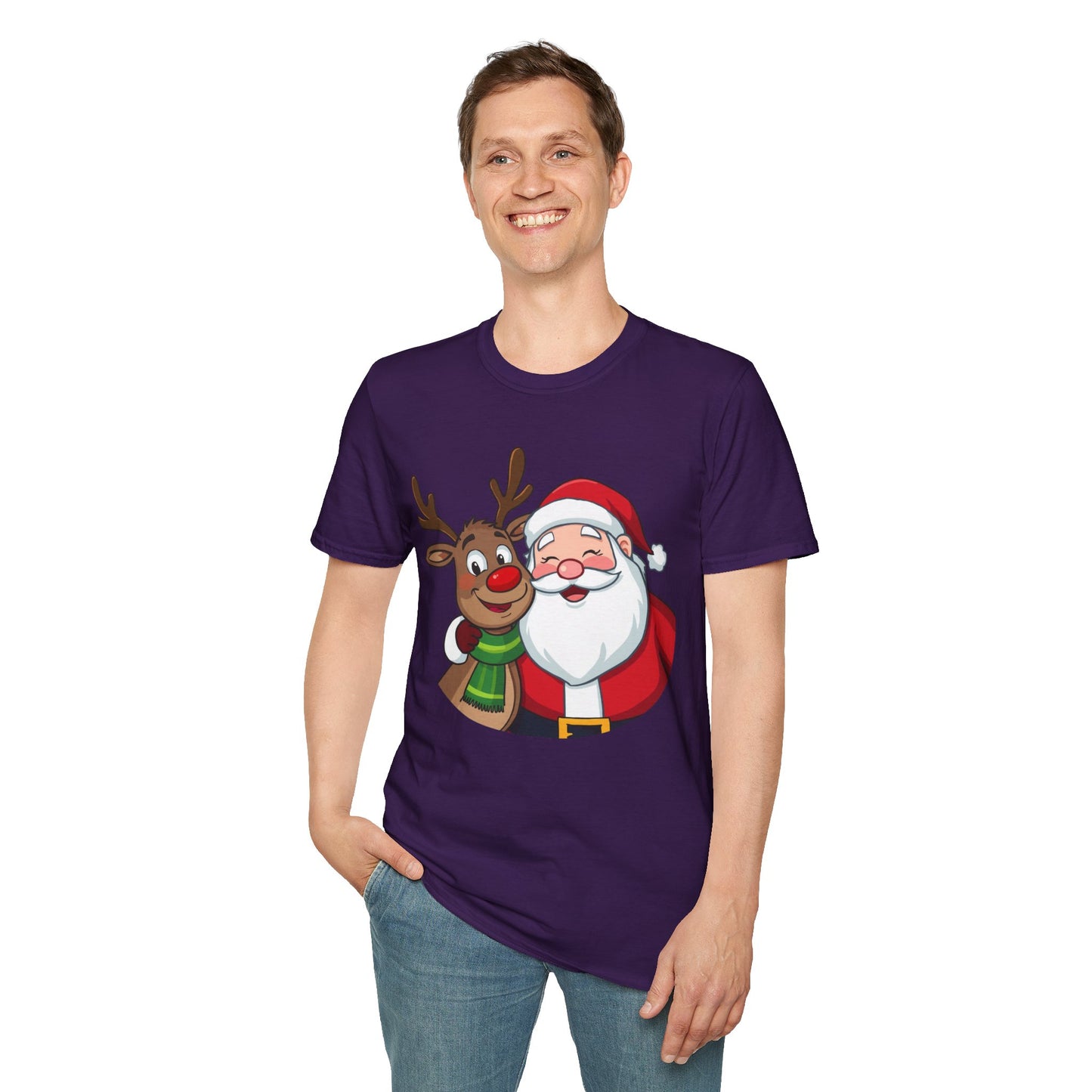 Smiling Santa and Rudolph Shirt, Family Christmas Shirts, Christmas T Shirt, Holiday Shirt, Cute Xmas Shirt for the family, Holiday Gift