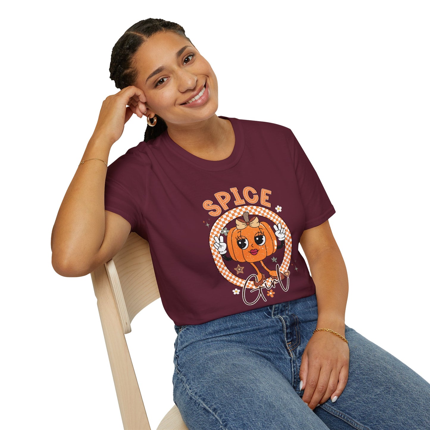 Spice Girl Pumpkin Fall T-Shirt - Cute Women's Autumn Tee, Thanksgiving Shirt, Lady Pumpkin Spice Girl Tee, Cozy Fall Tee for Her