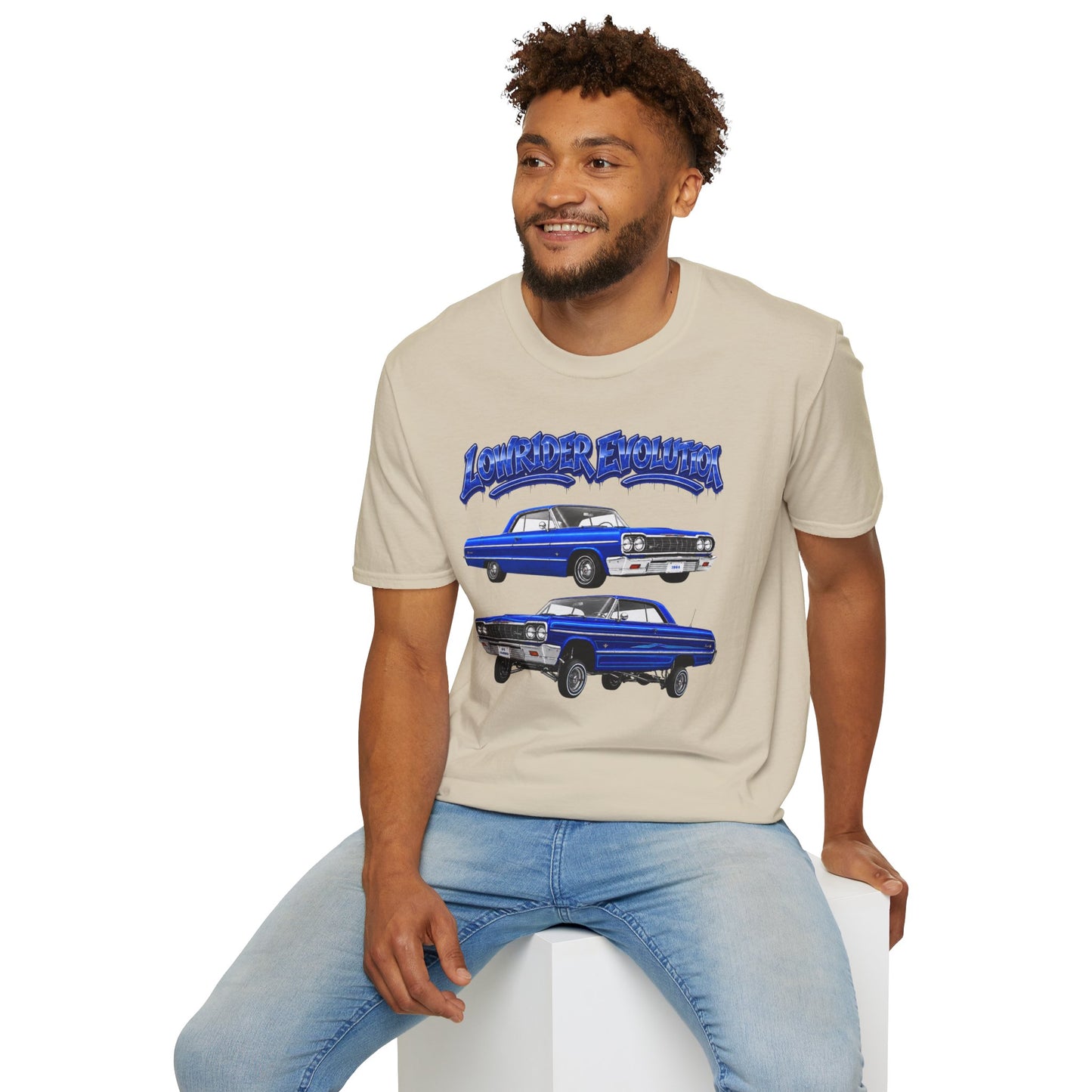 Classic Lowrider Shirt, Lowrider Evolution Tee, Blue Vintage Car Shirt, Car Enthusiast Gift, Retro Auto Graphic Tee